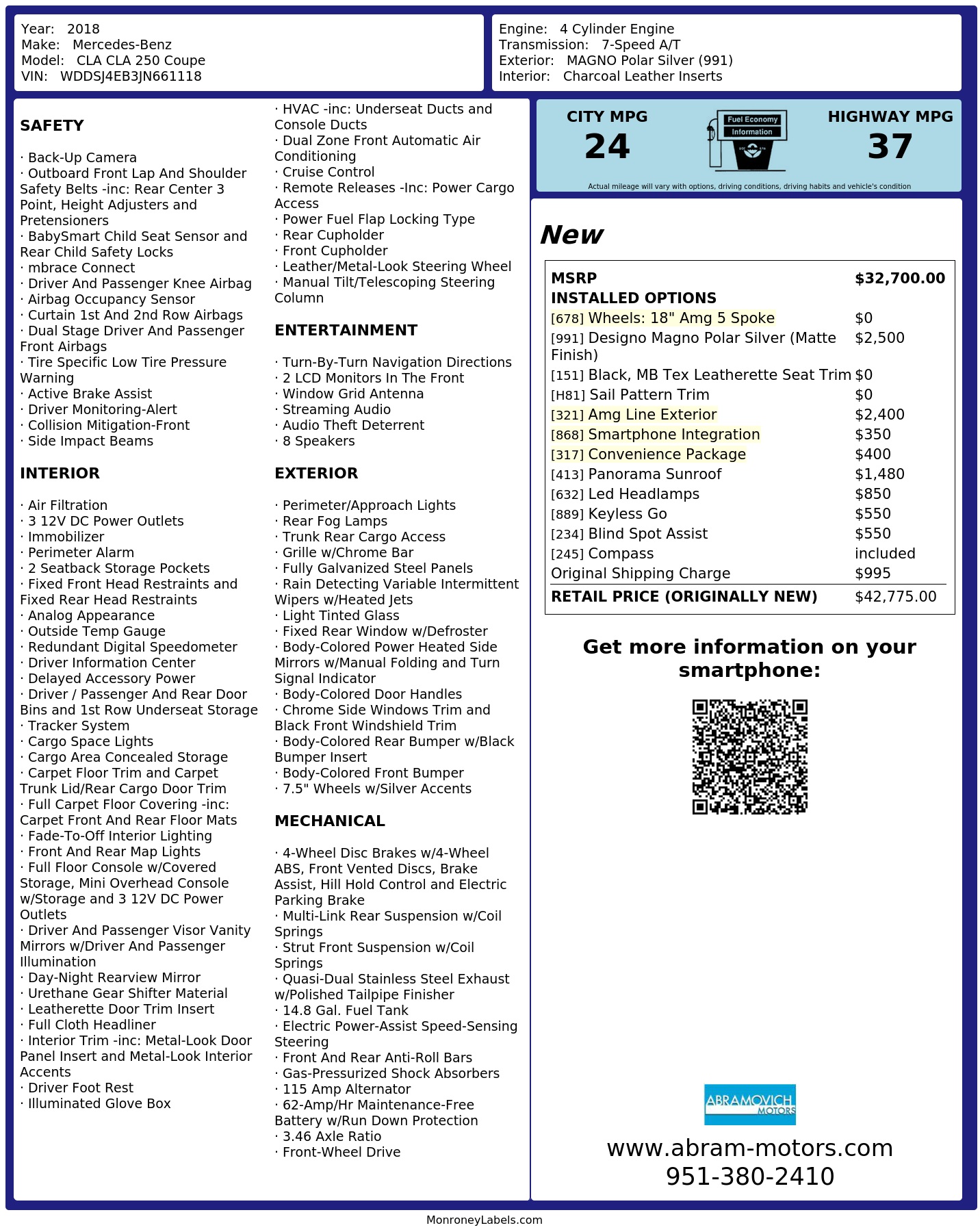 Monroney Label