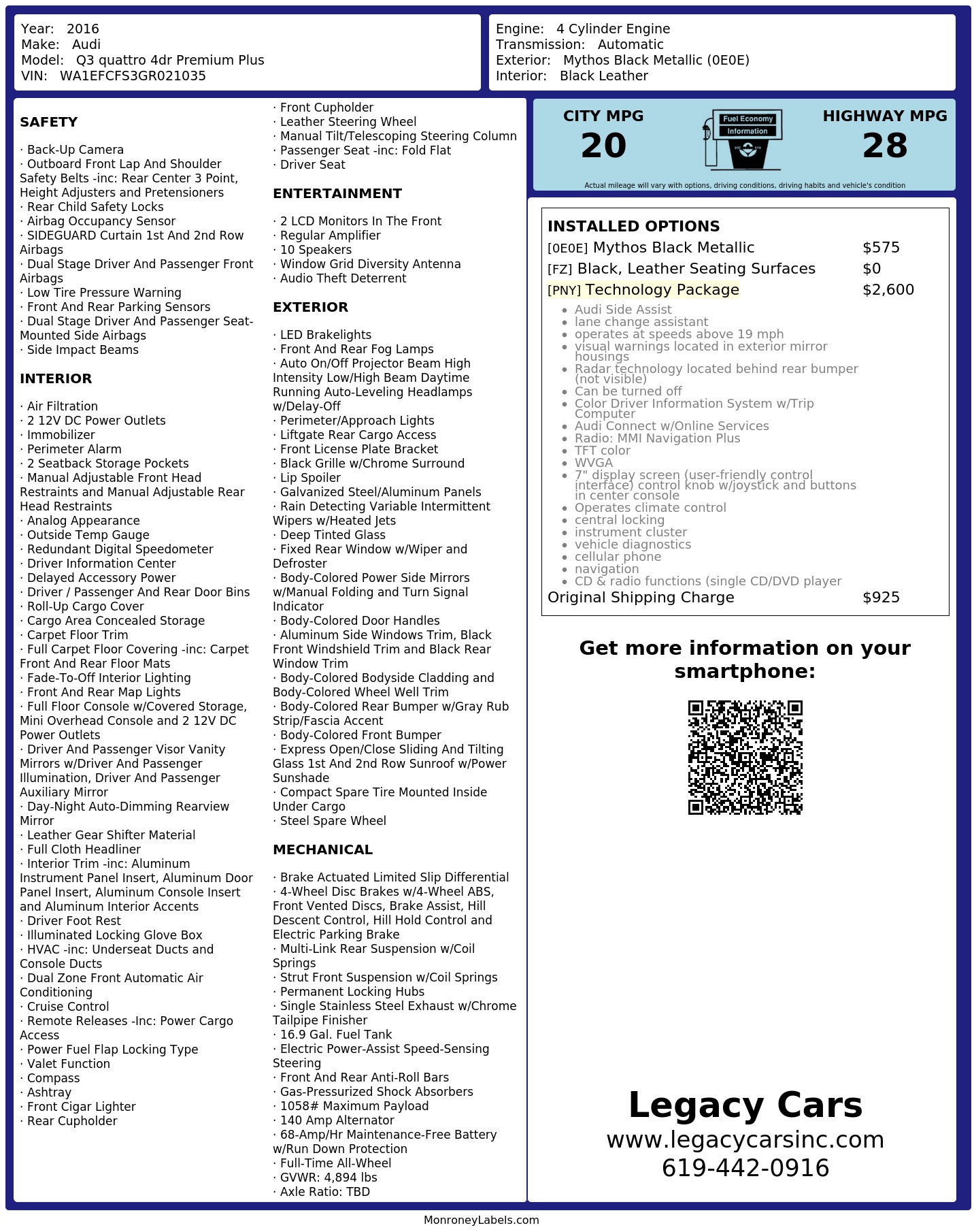 Monroney Label
