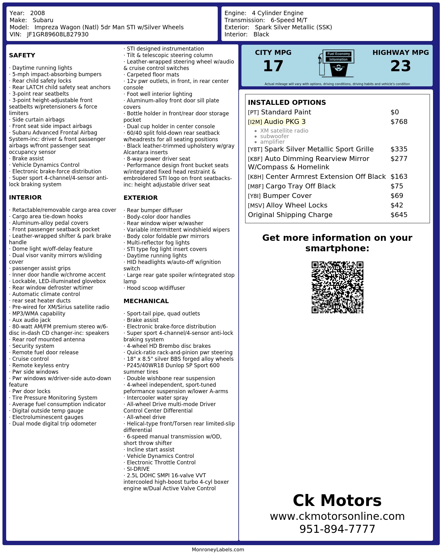 Monroney Label