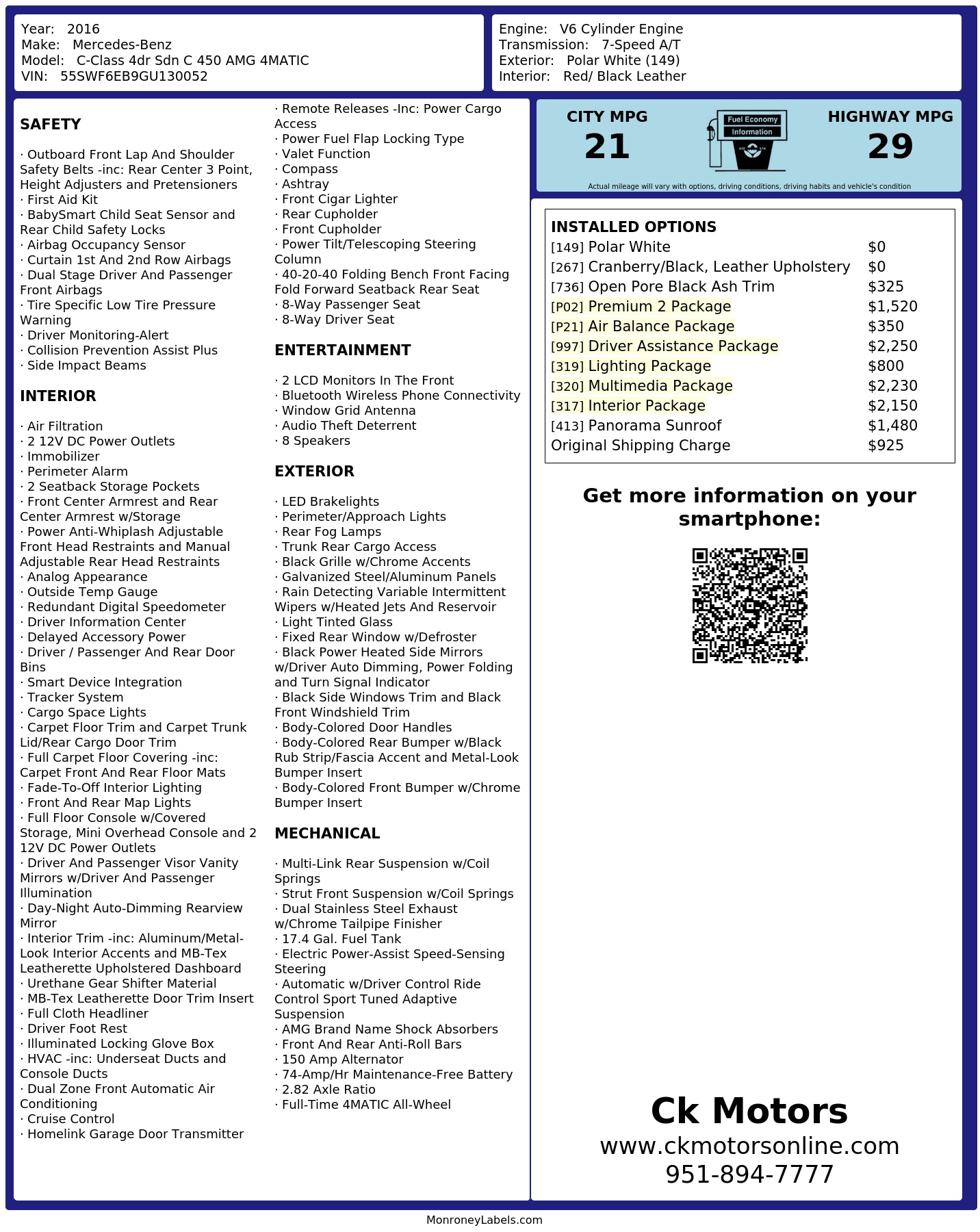 Monroney Label