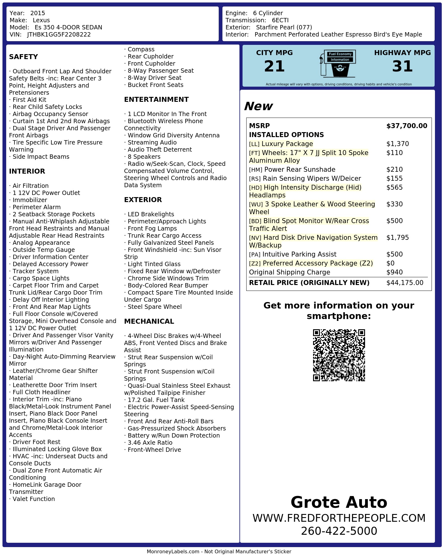 Monroney Label