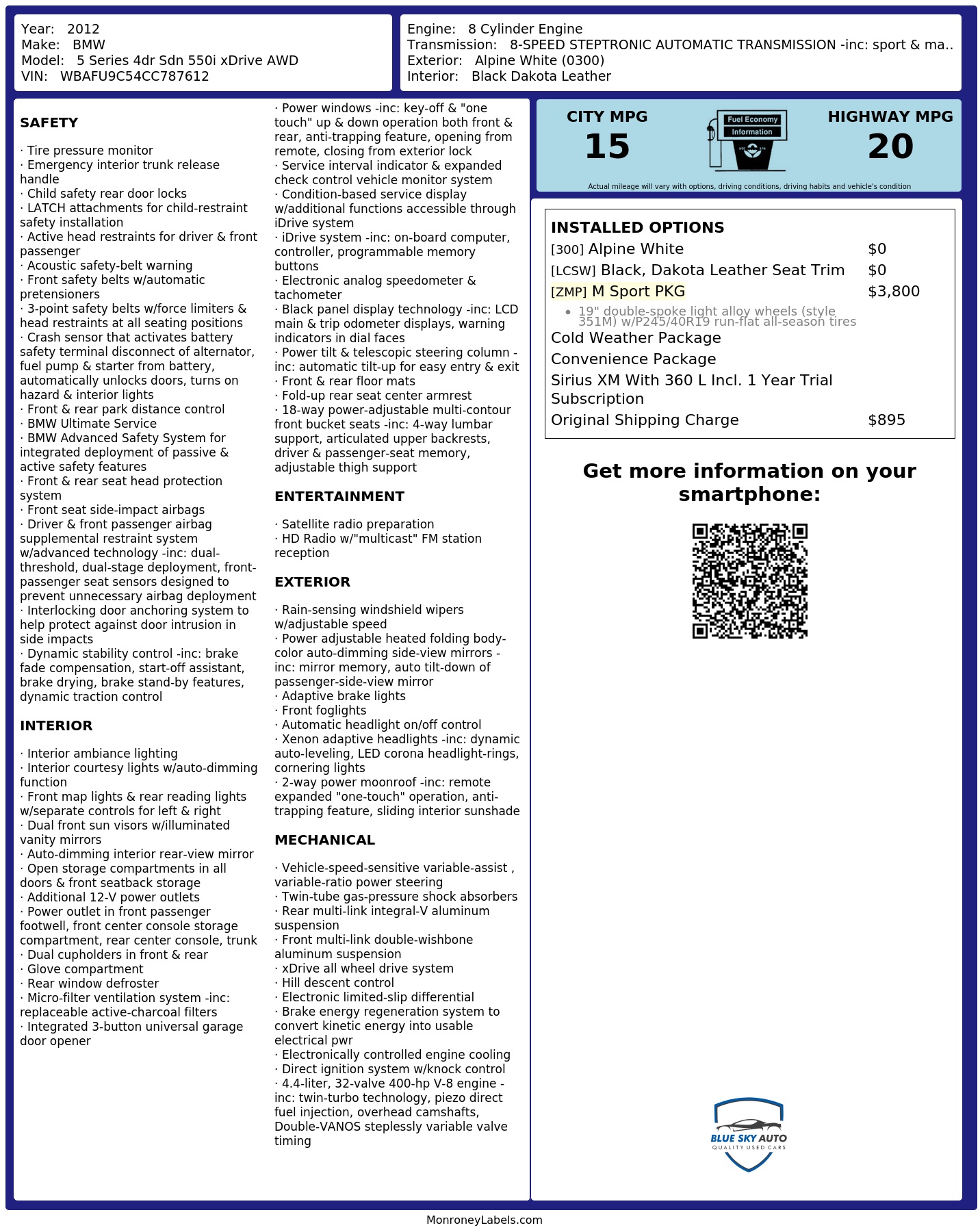 Monroney Label