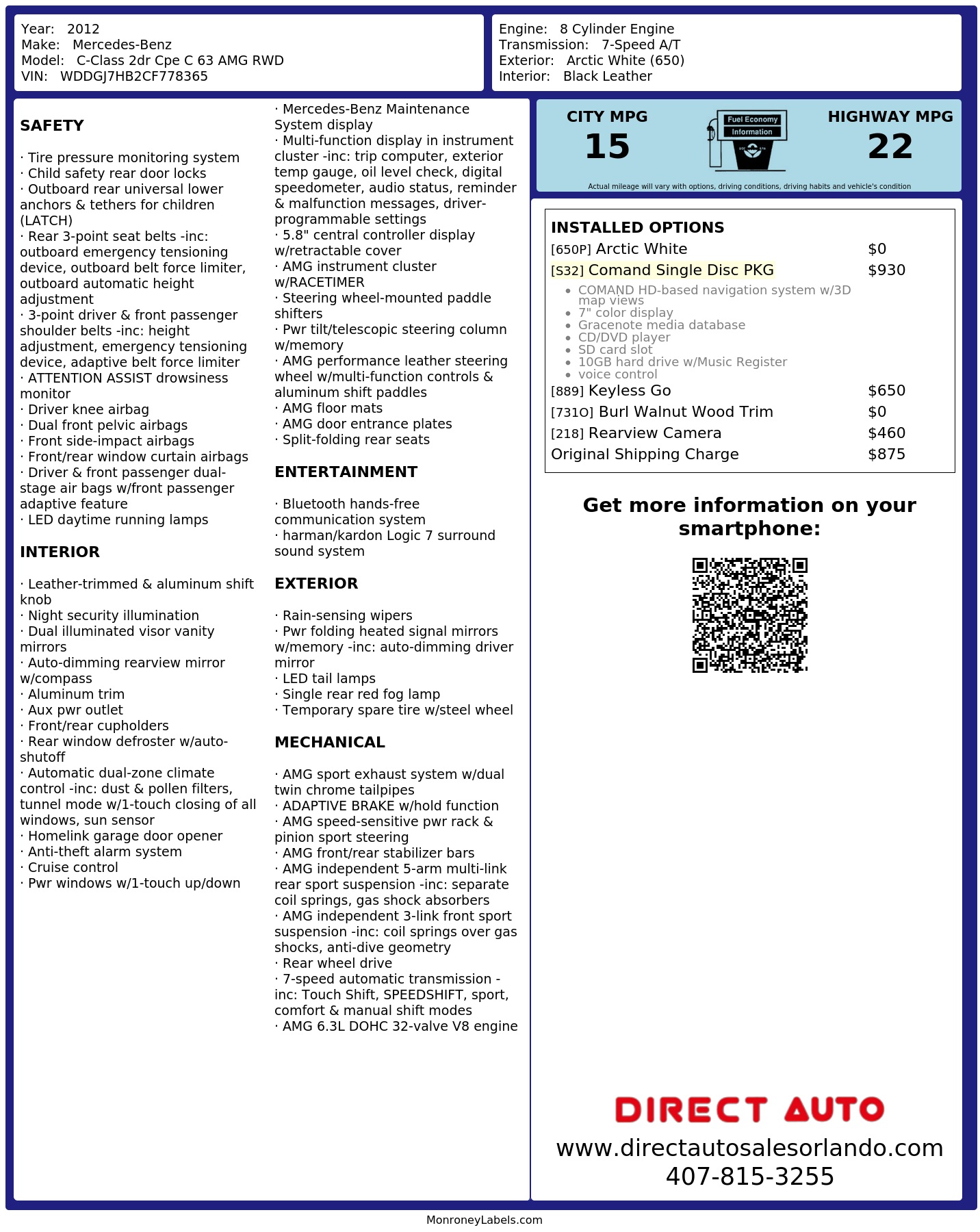 Monroney Label