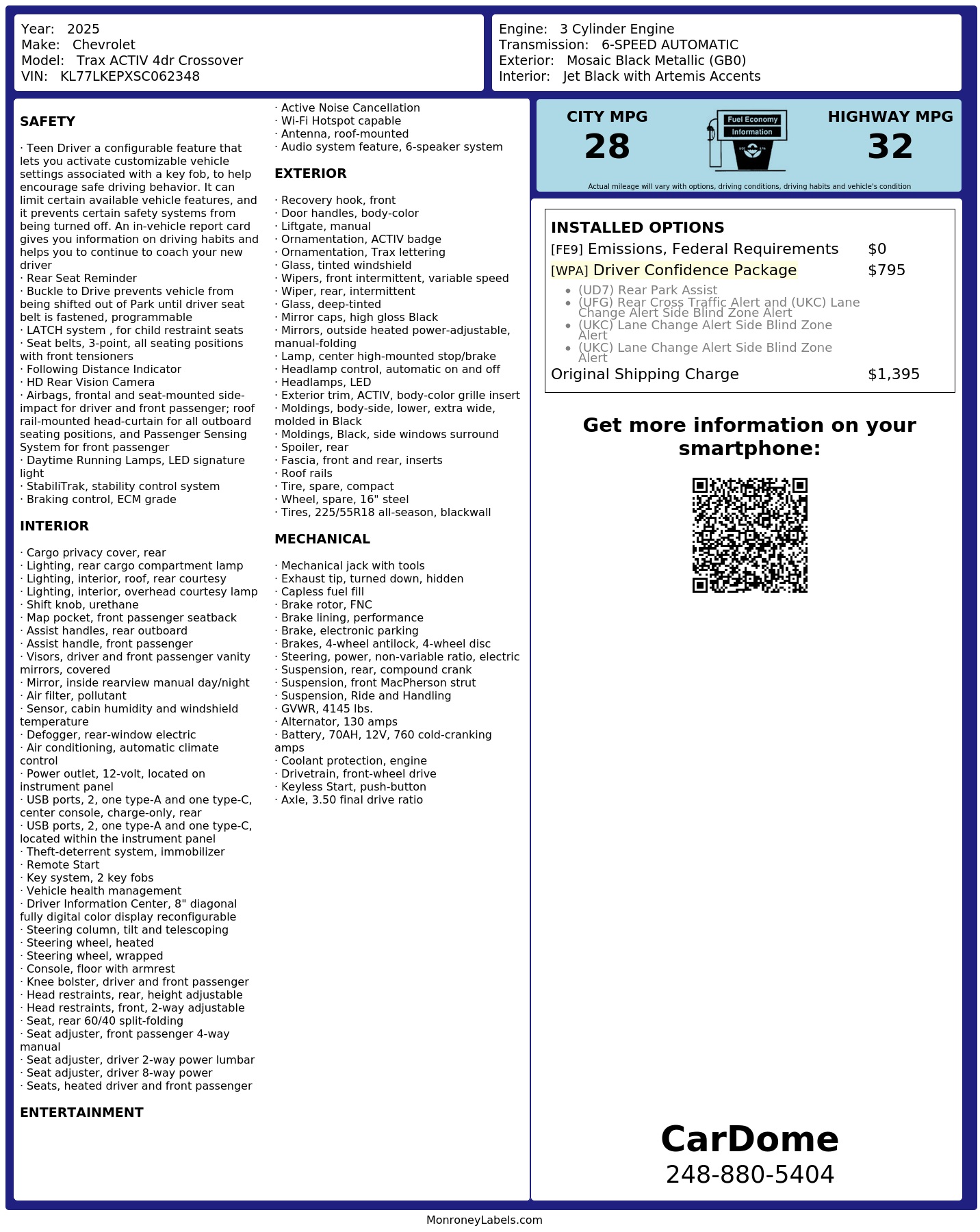 Monroney Label