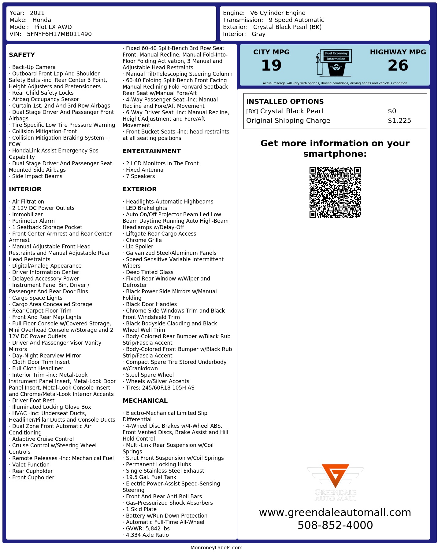 Monroney Label