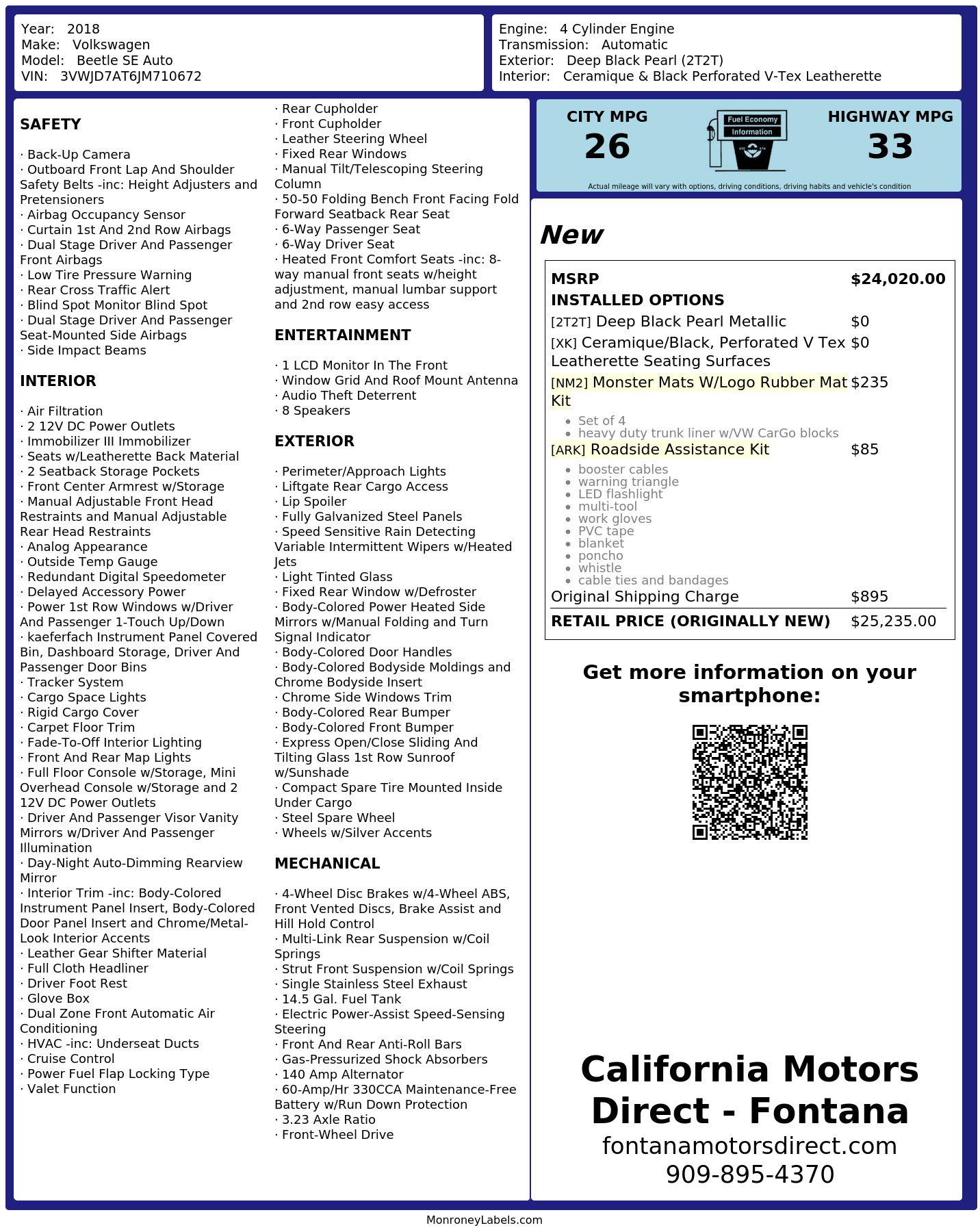 Monroney Label