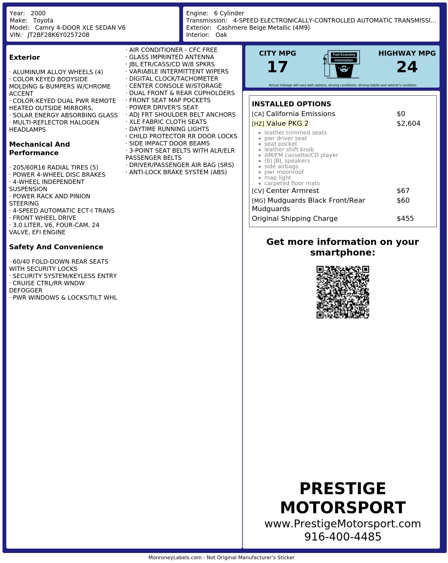 Monroney Label