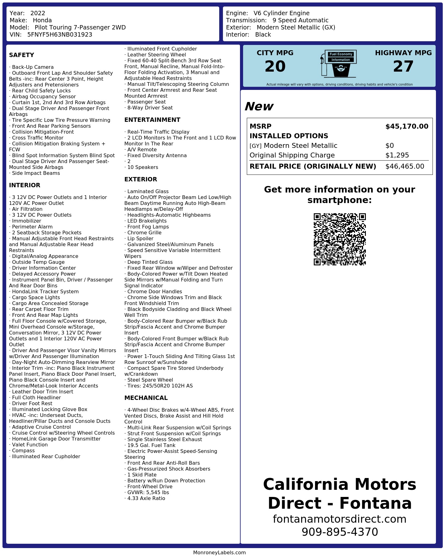 Monroney Label