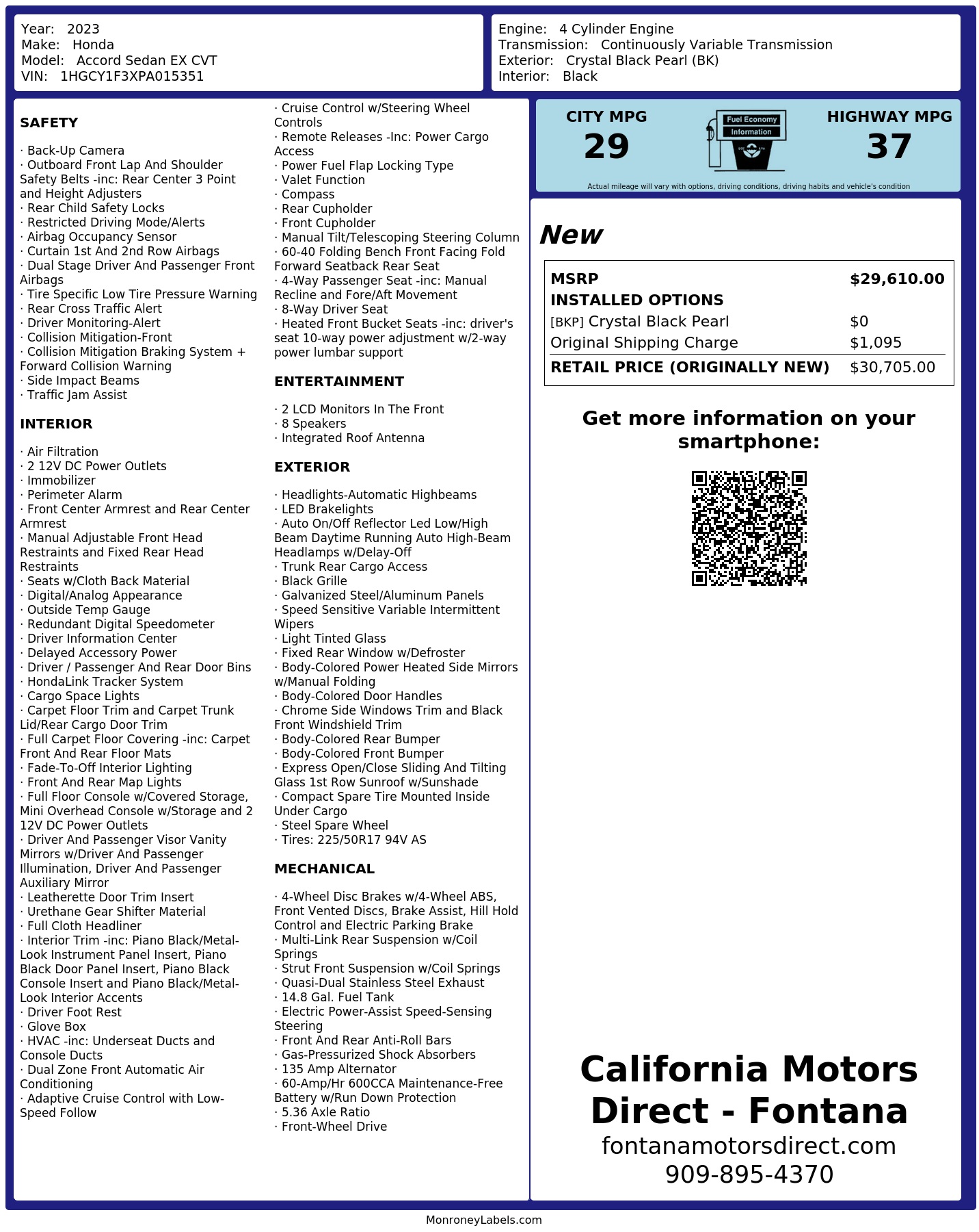 Monroney Label