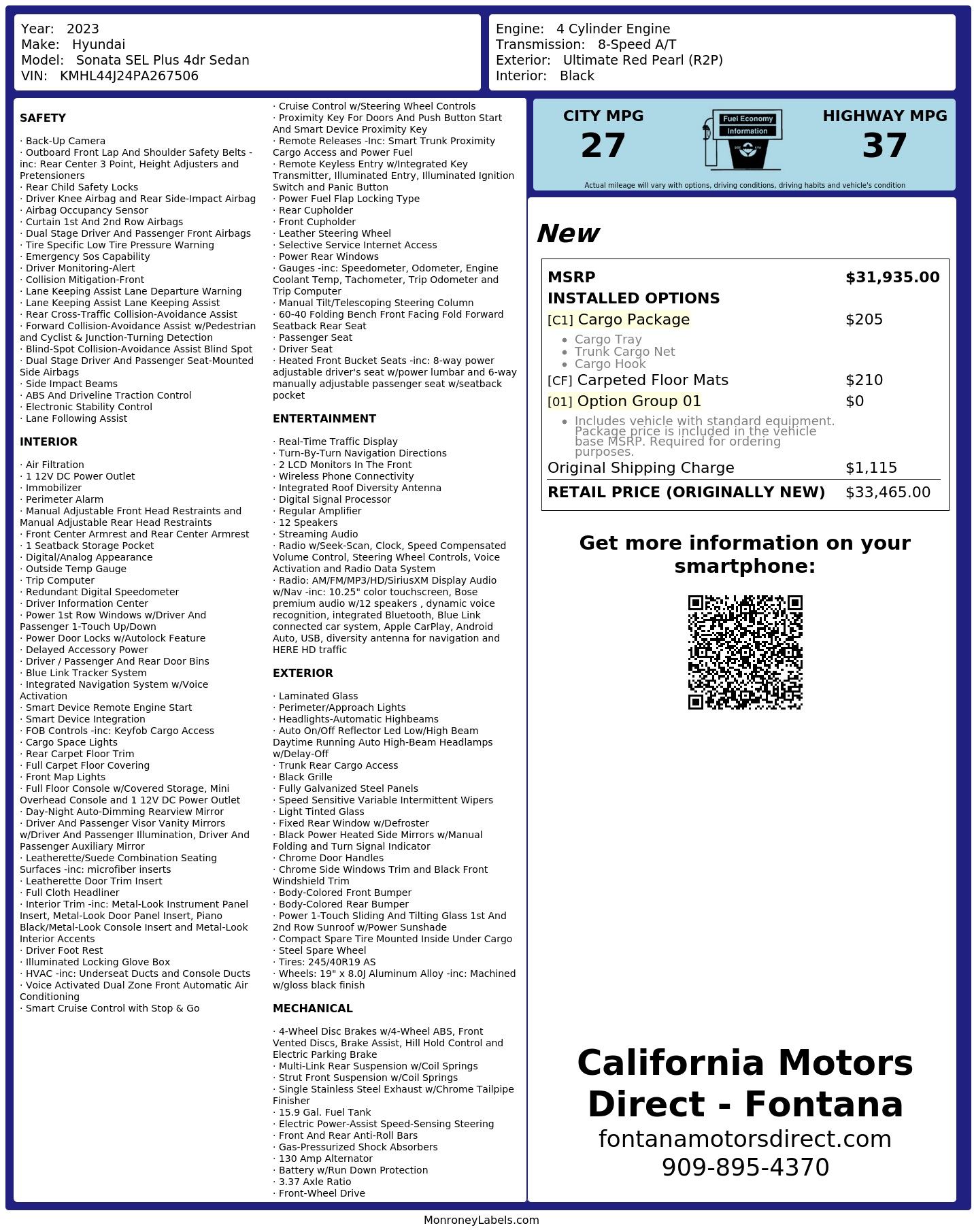 Monroney Label