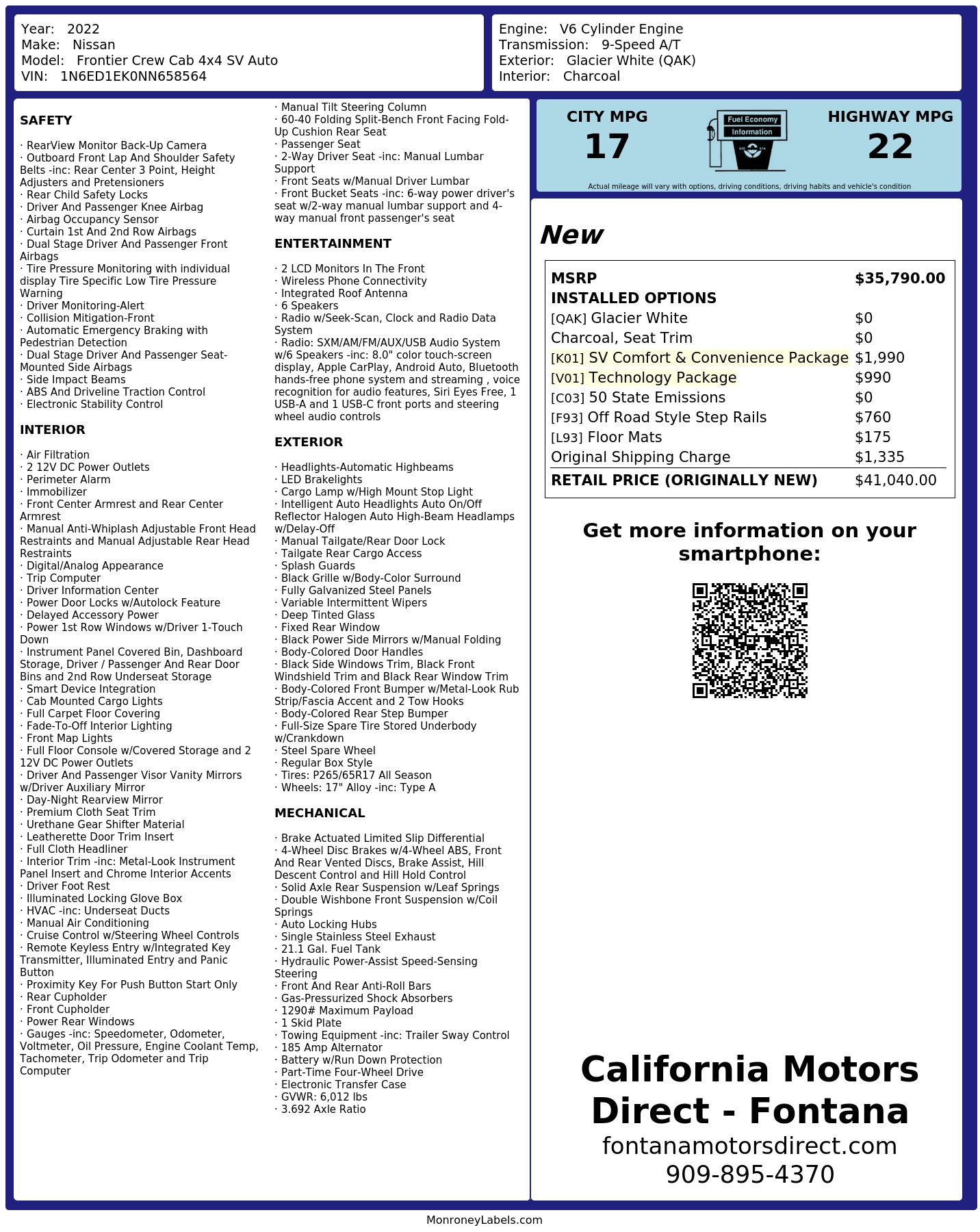 Monroney Label