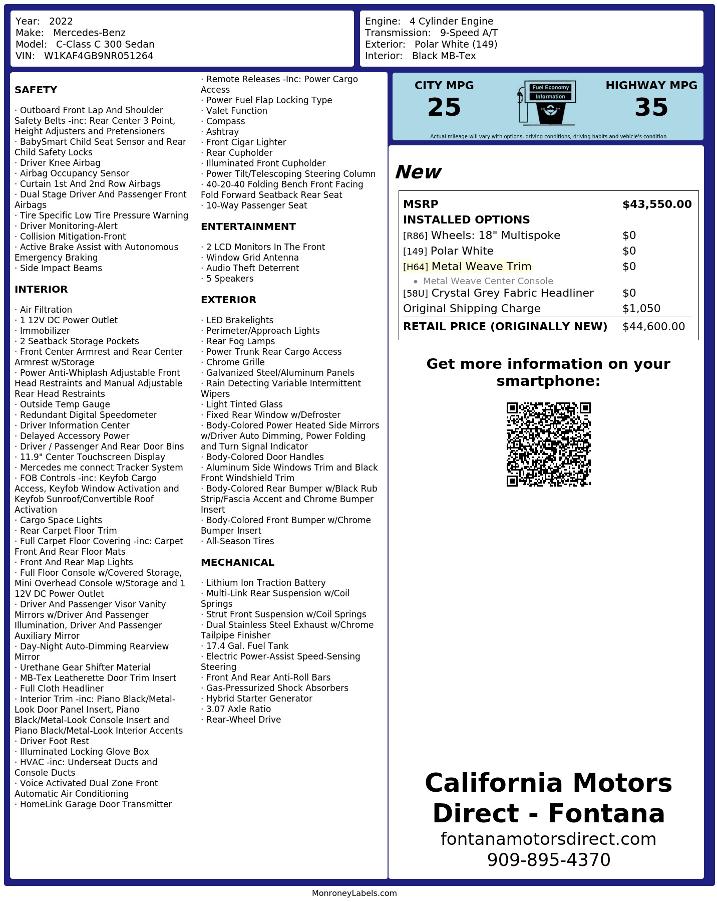 Monroney Label