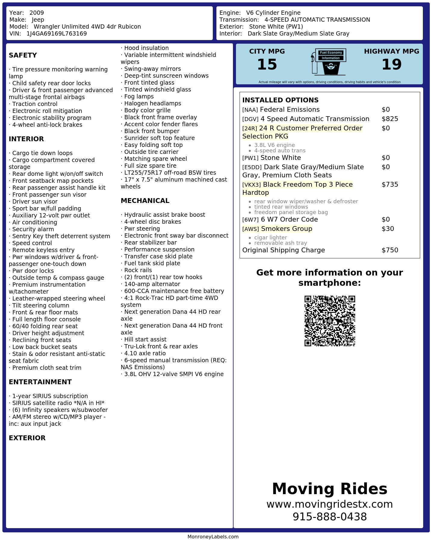Monroney Label