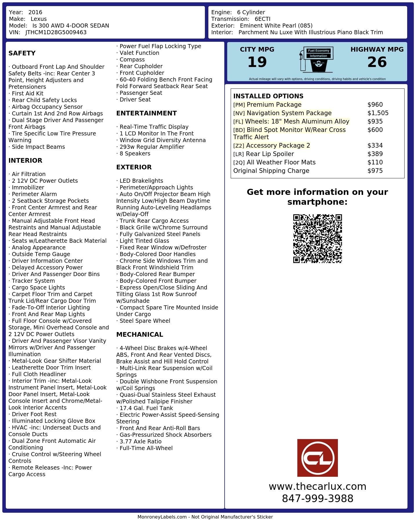 Monroney Label