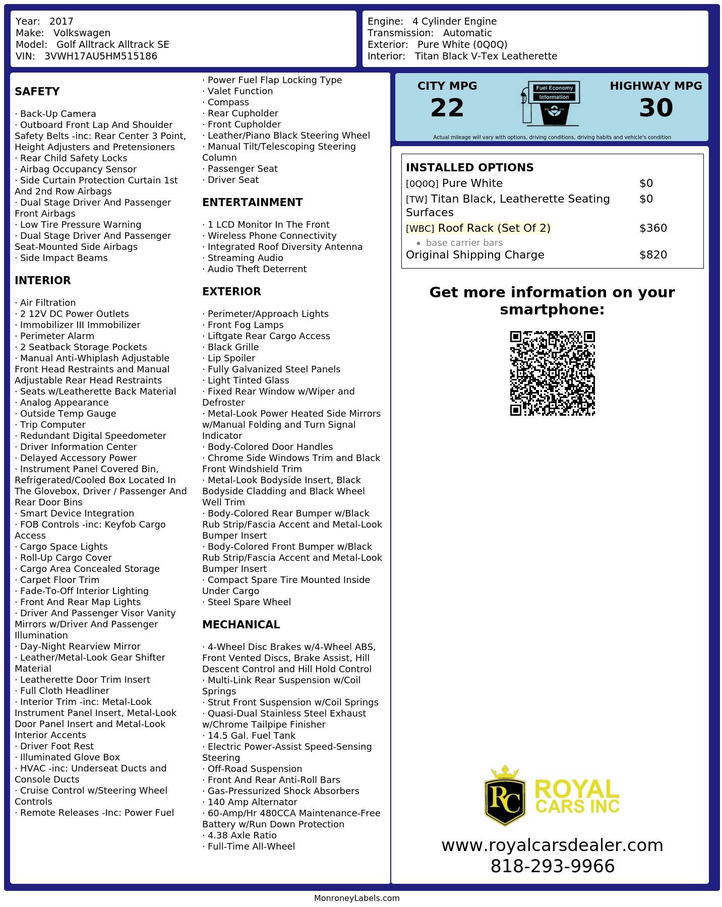Monroney Label
