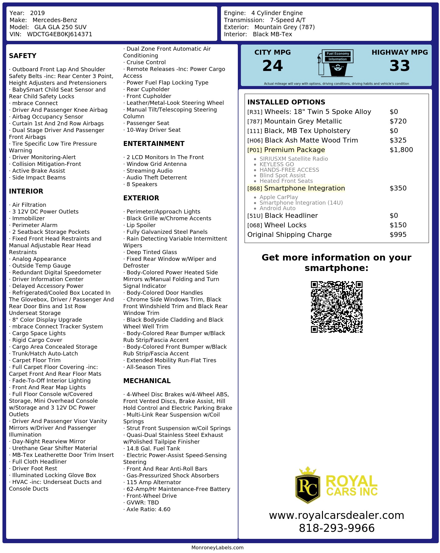 Monroney Label