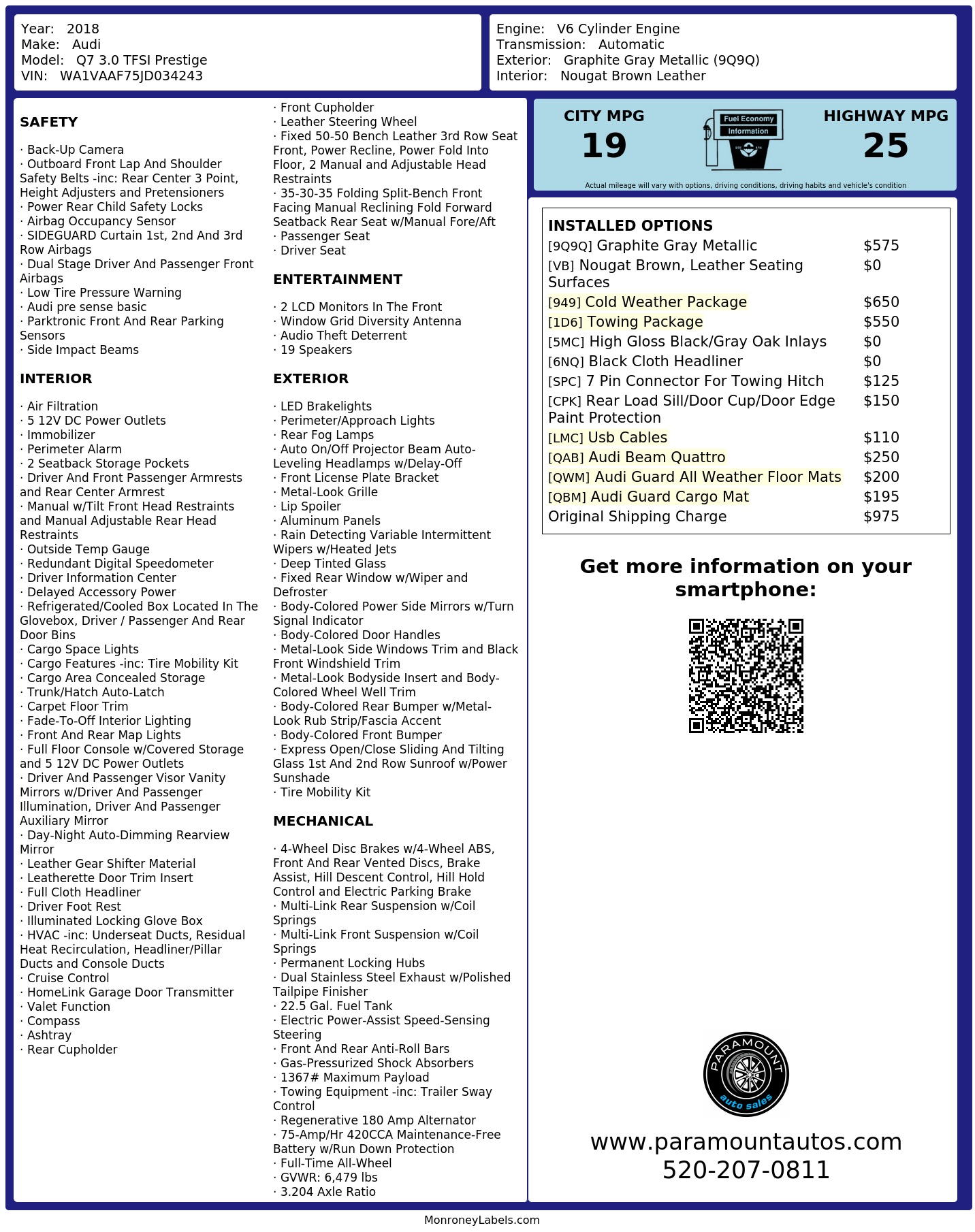 Monroney Label