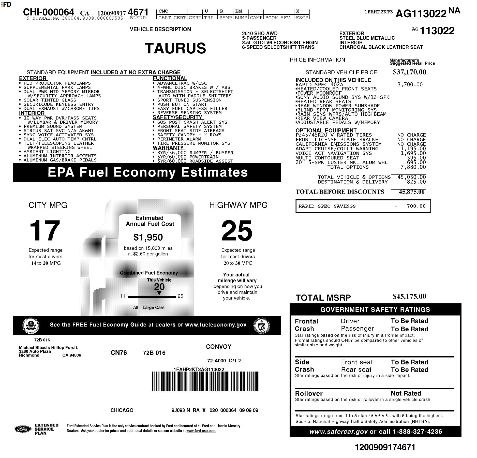 Monroney Label