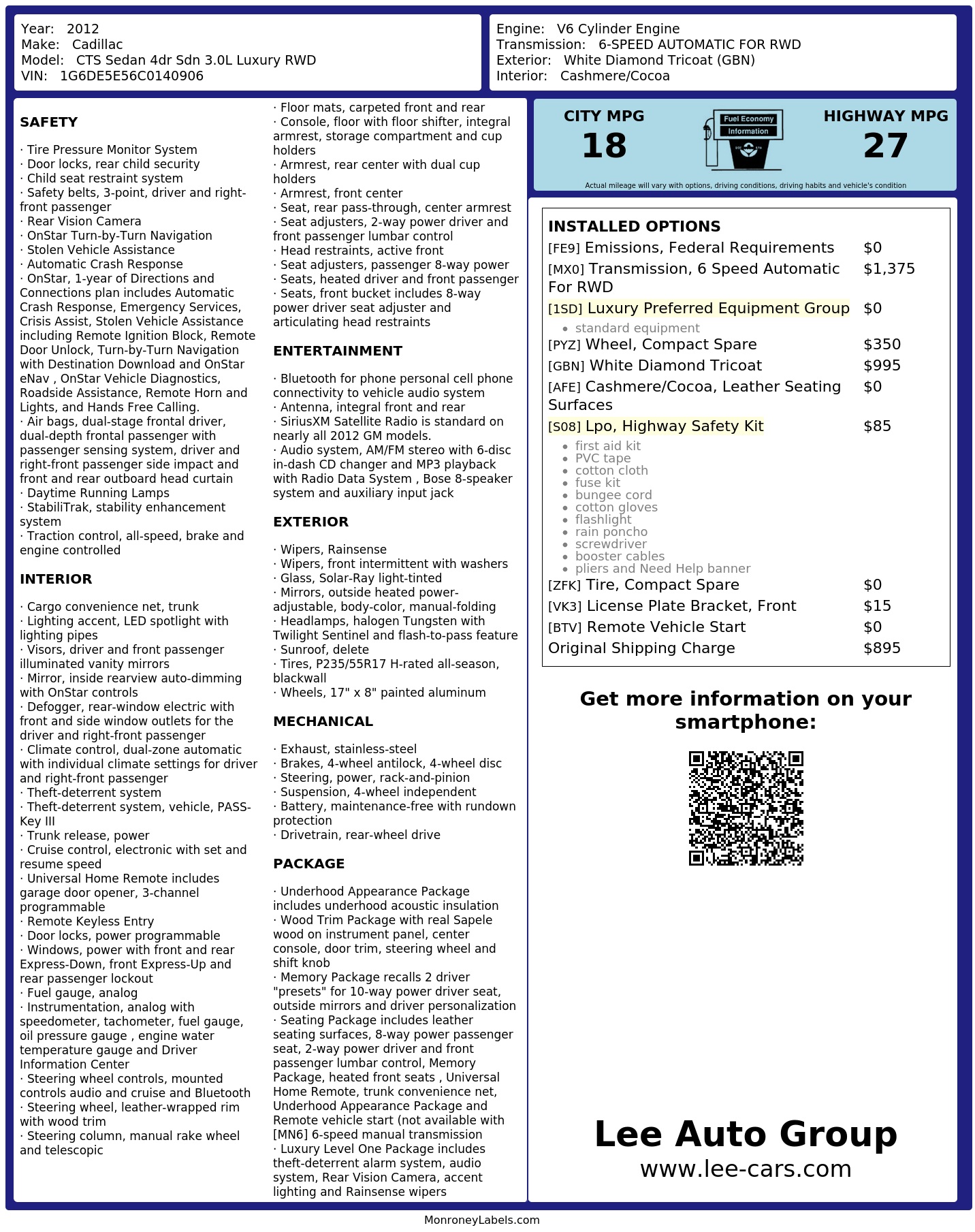 Monroney Label