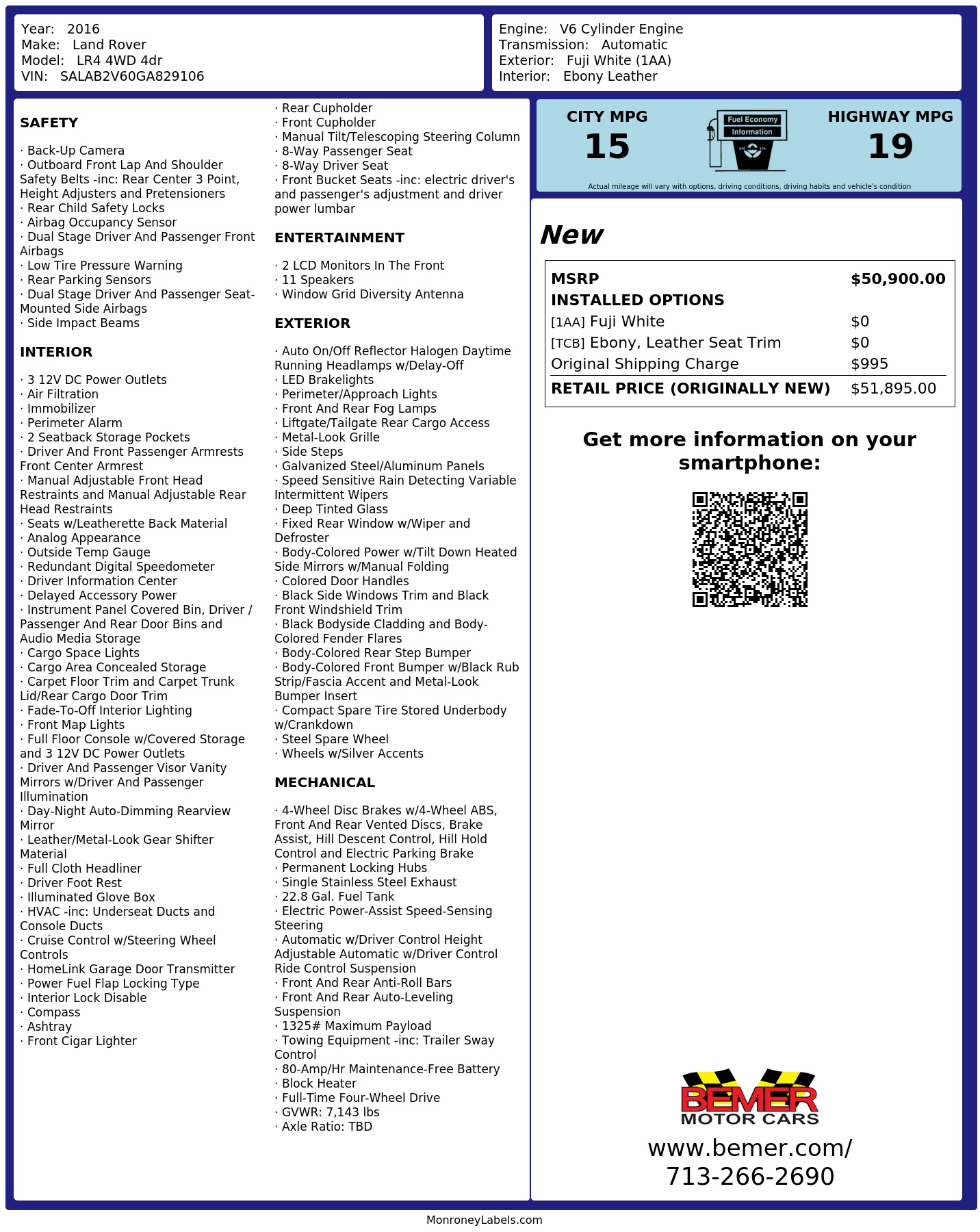Monroney Label