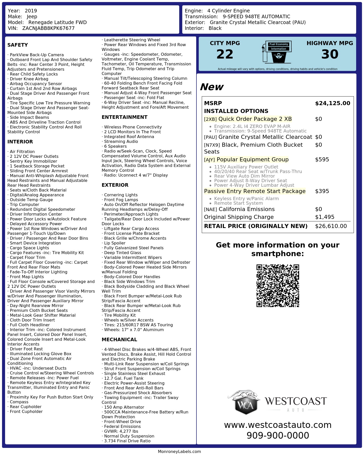 Monroney Label