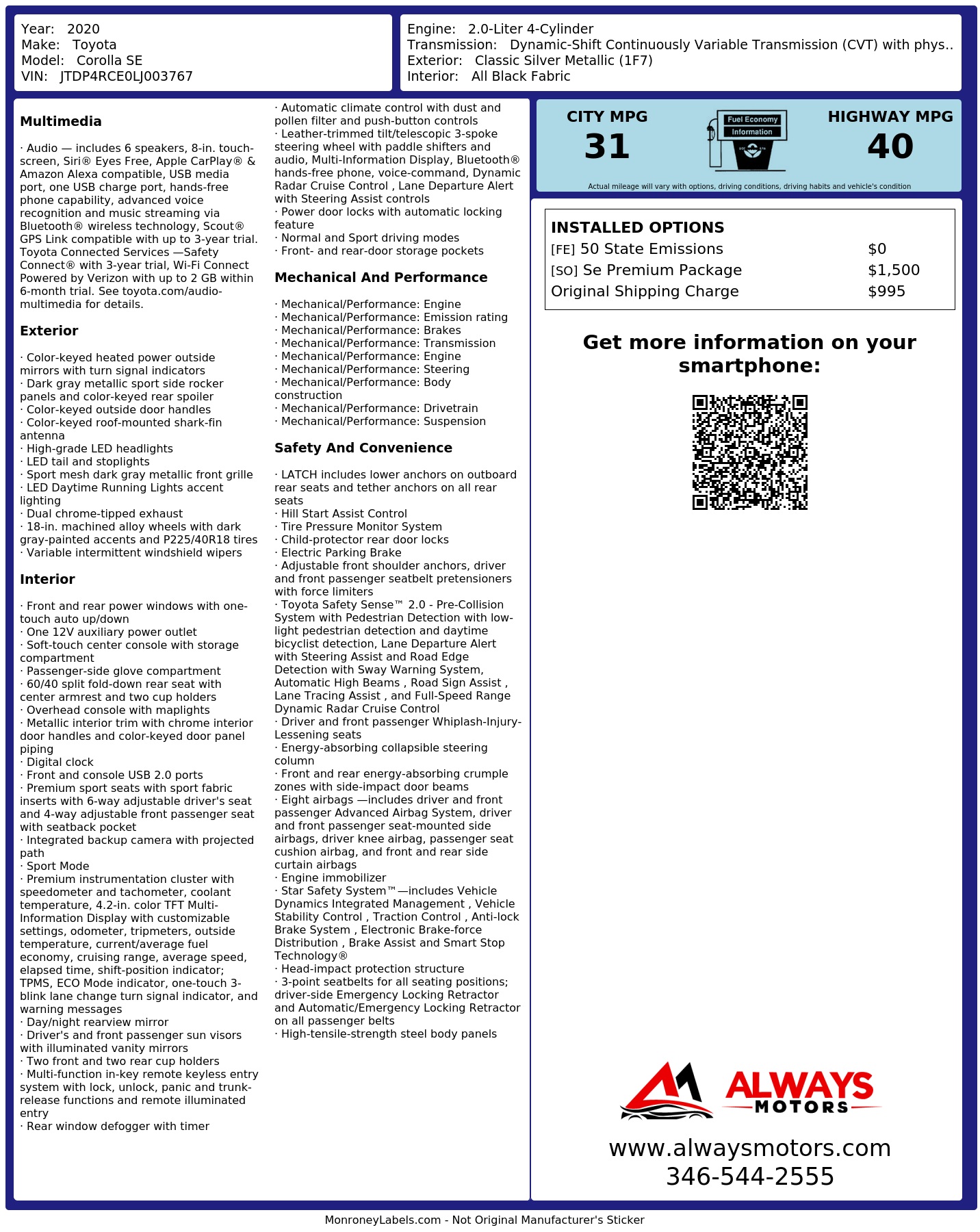 Monroney Label