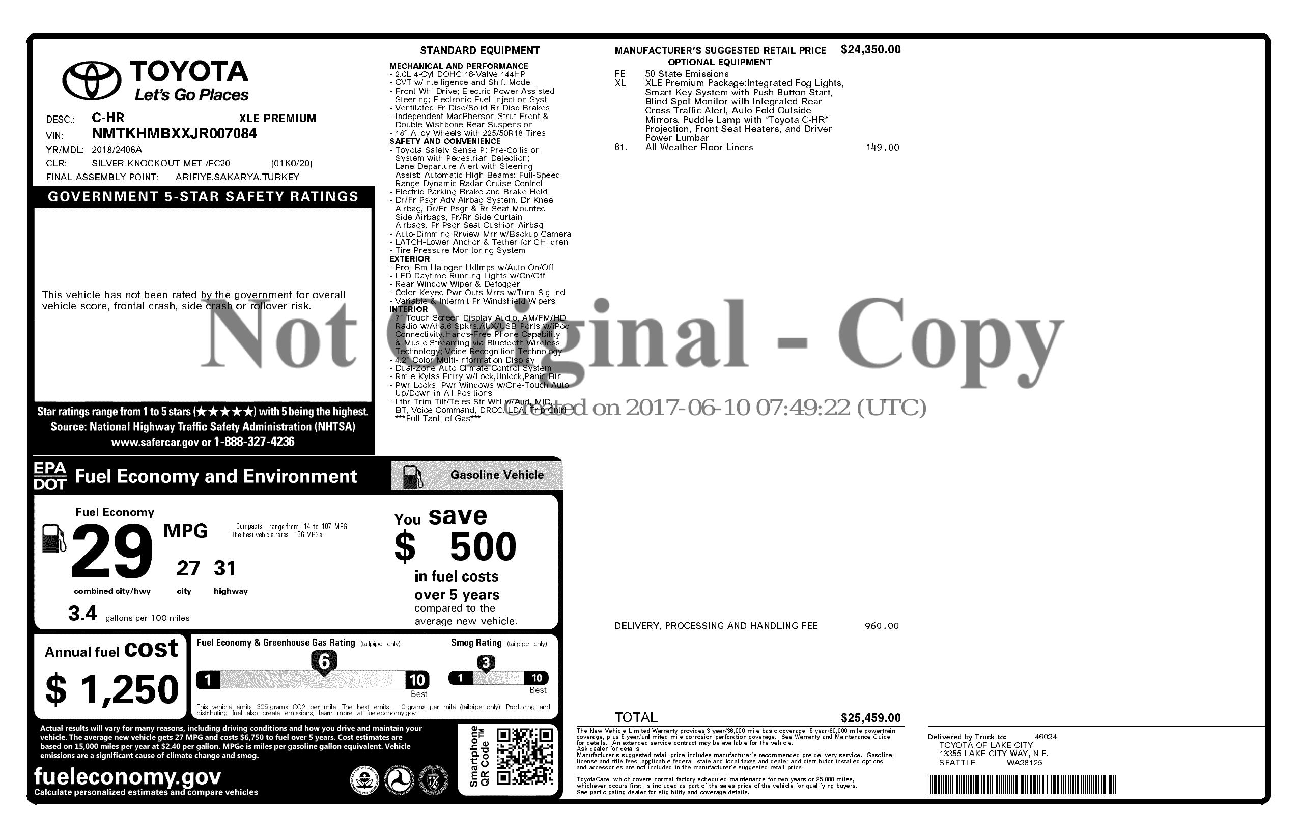 Monroney Label