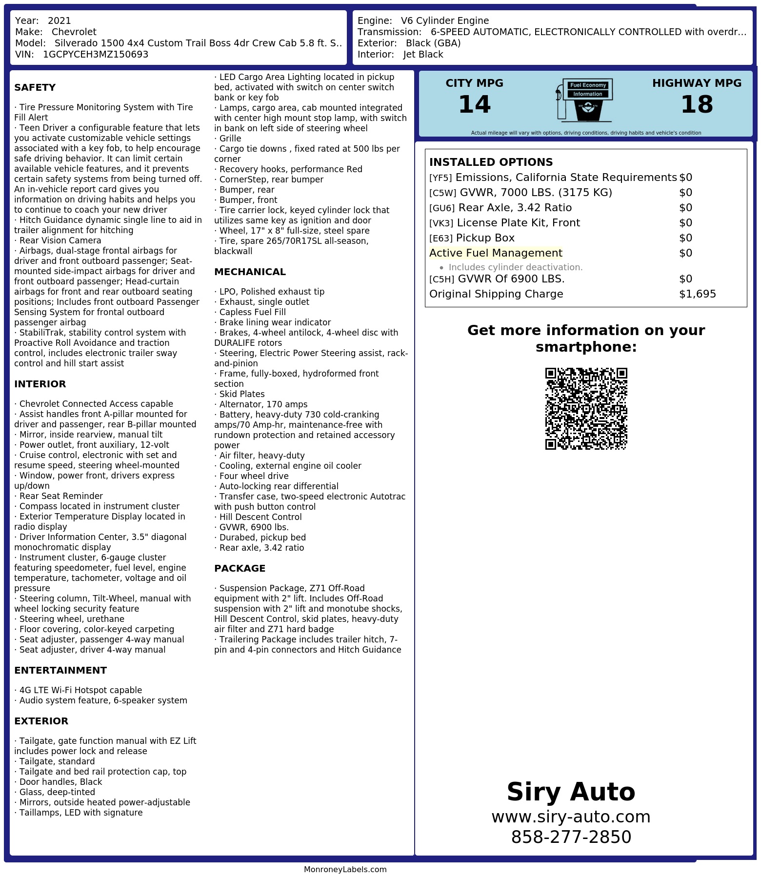 Monroney Label