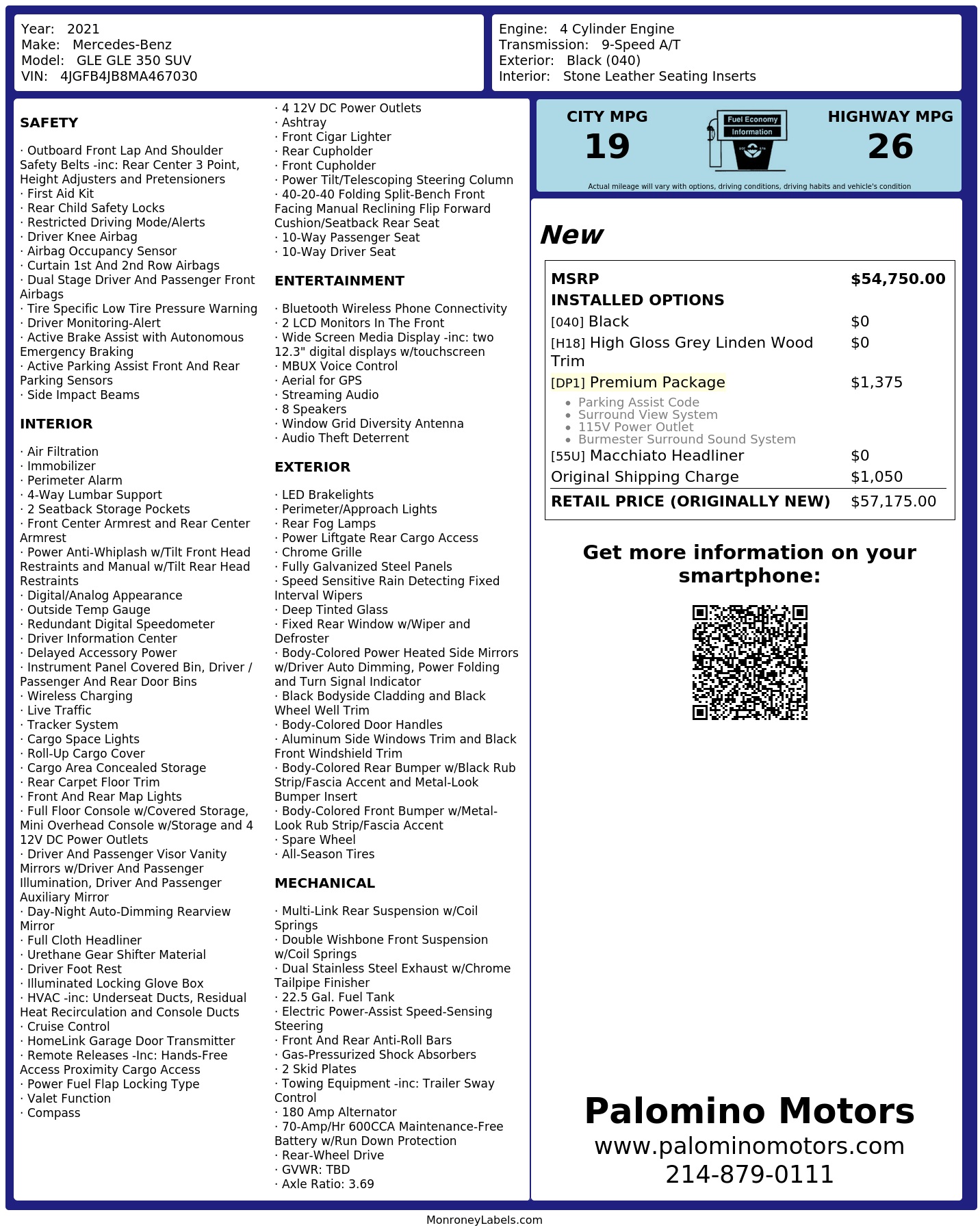 Monroney Label