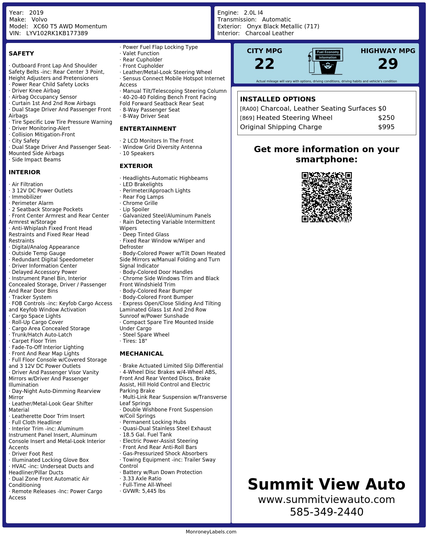 Monroney Label