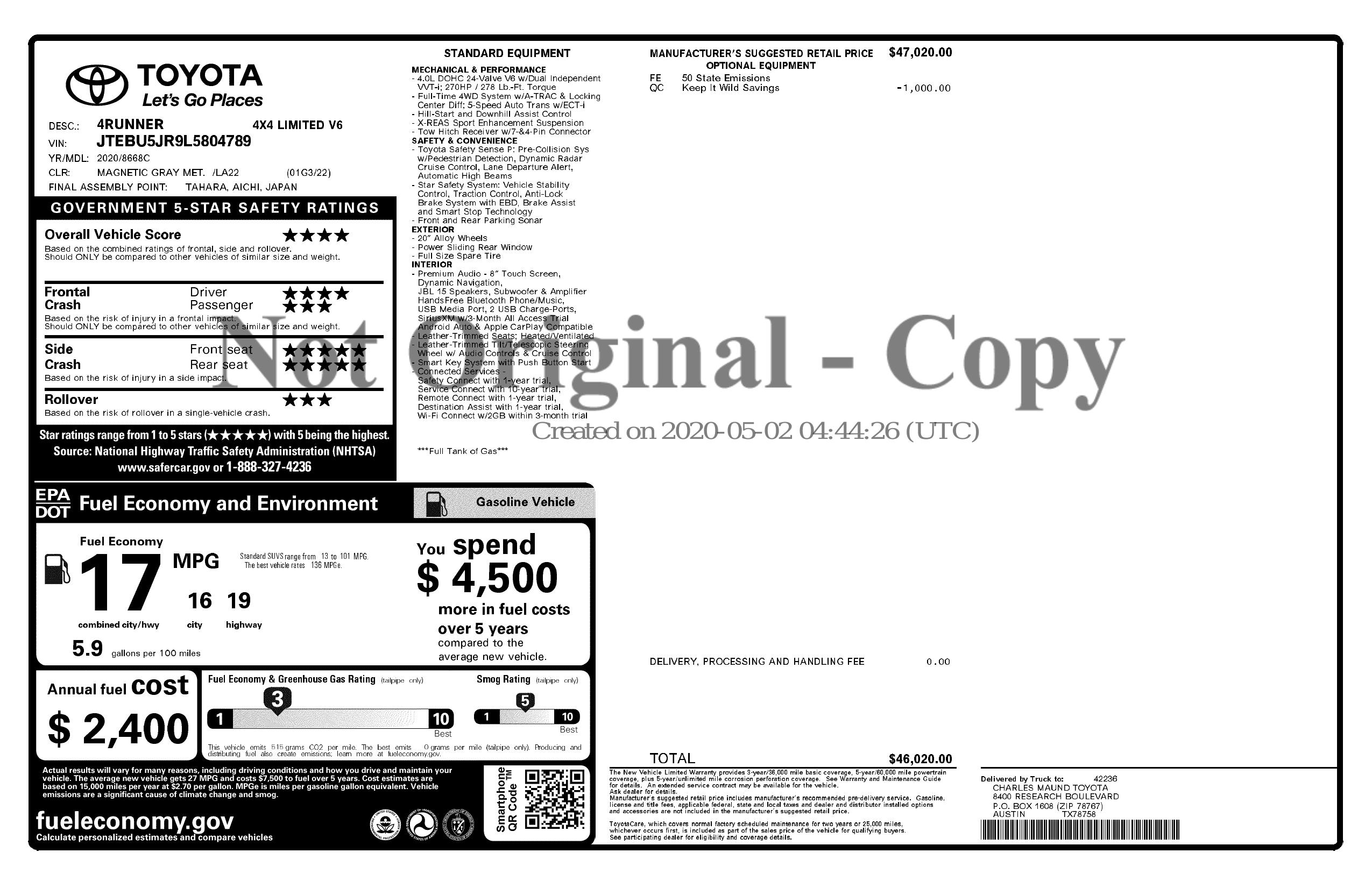Monroney Label