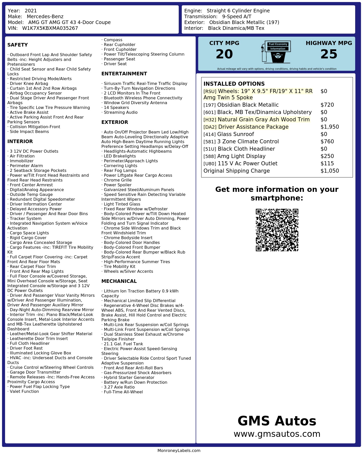 Monroney Label