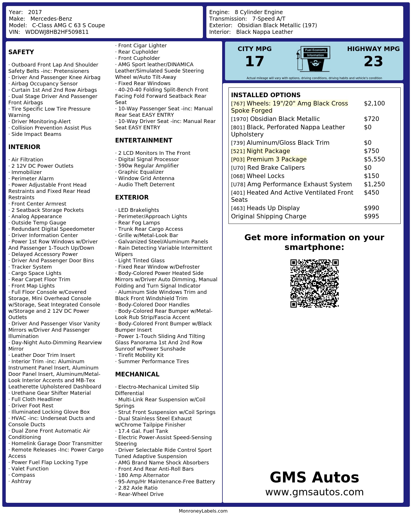 Monroney Label