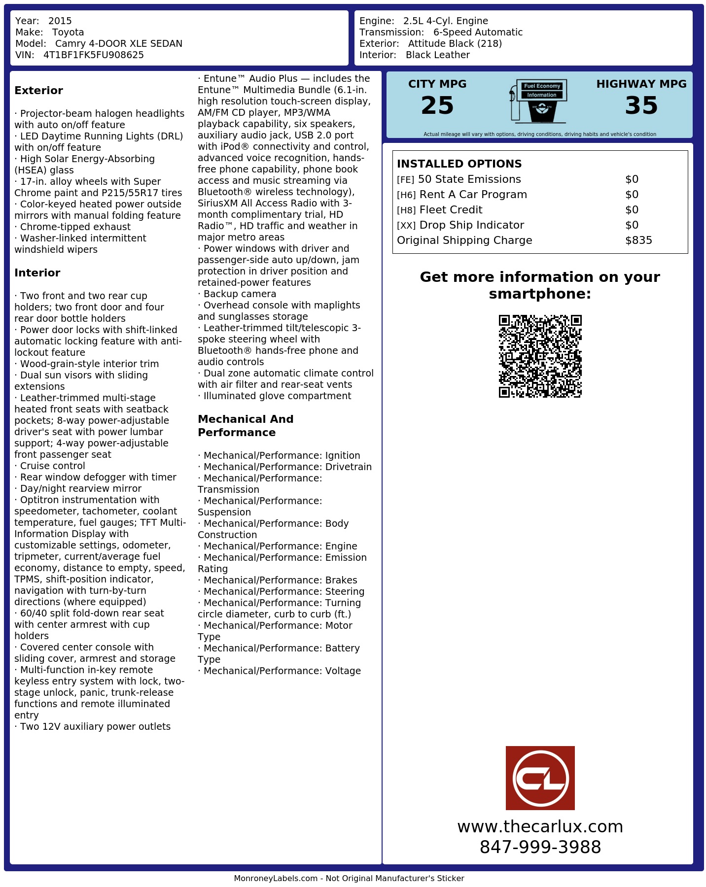 Monroney Label