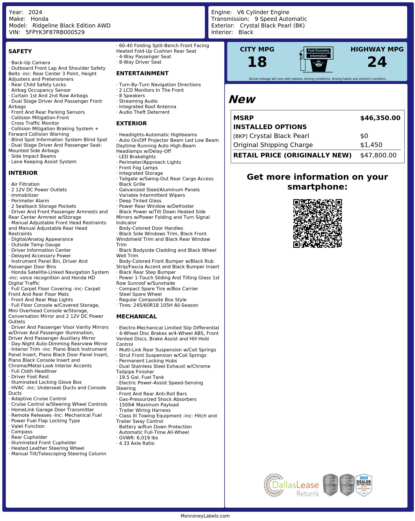 Monroney Label