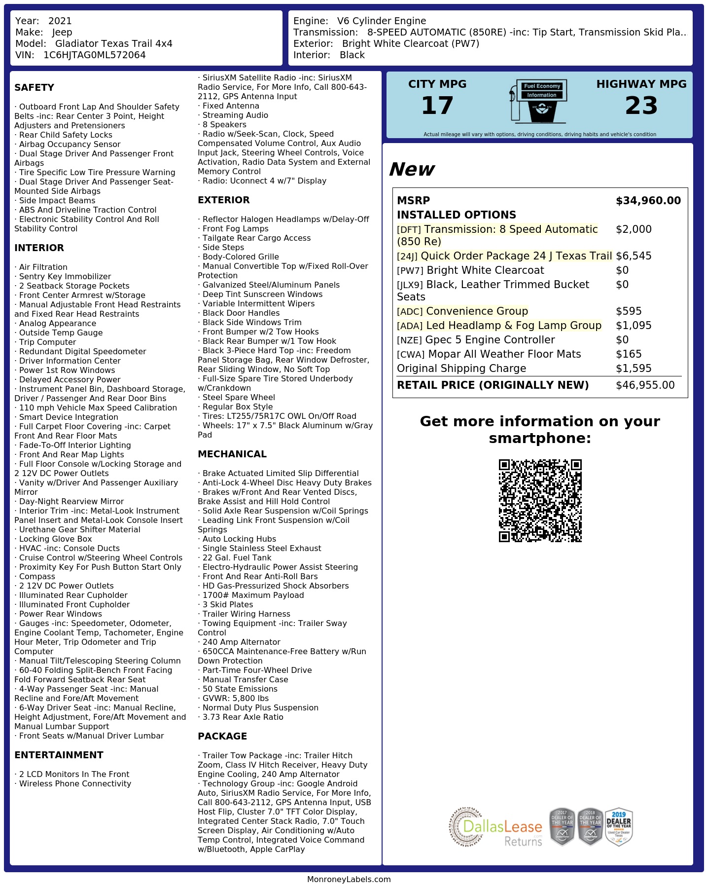 Monroney Label