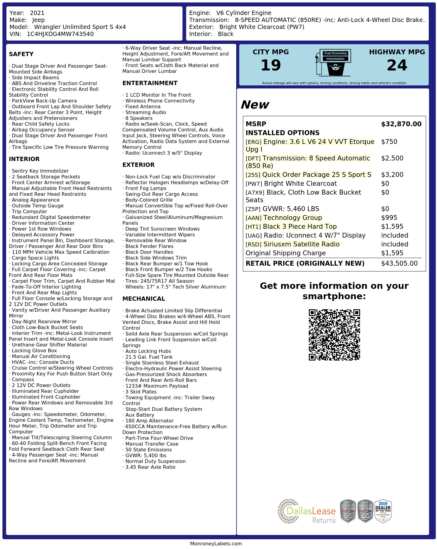 Monroney Label
