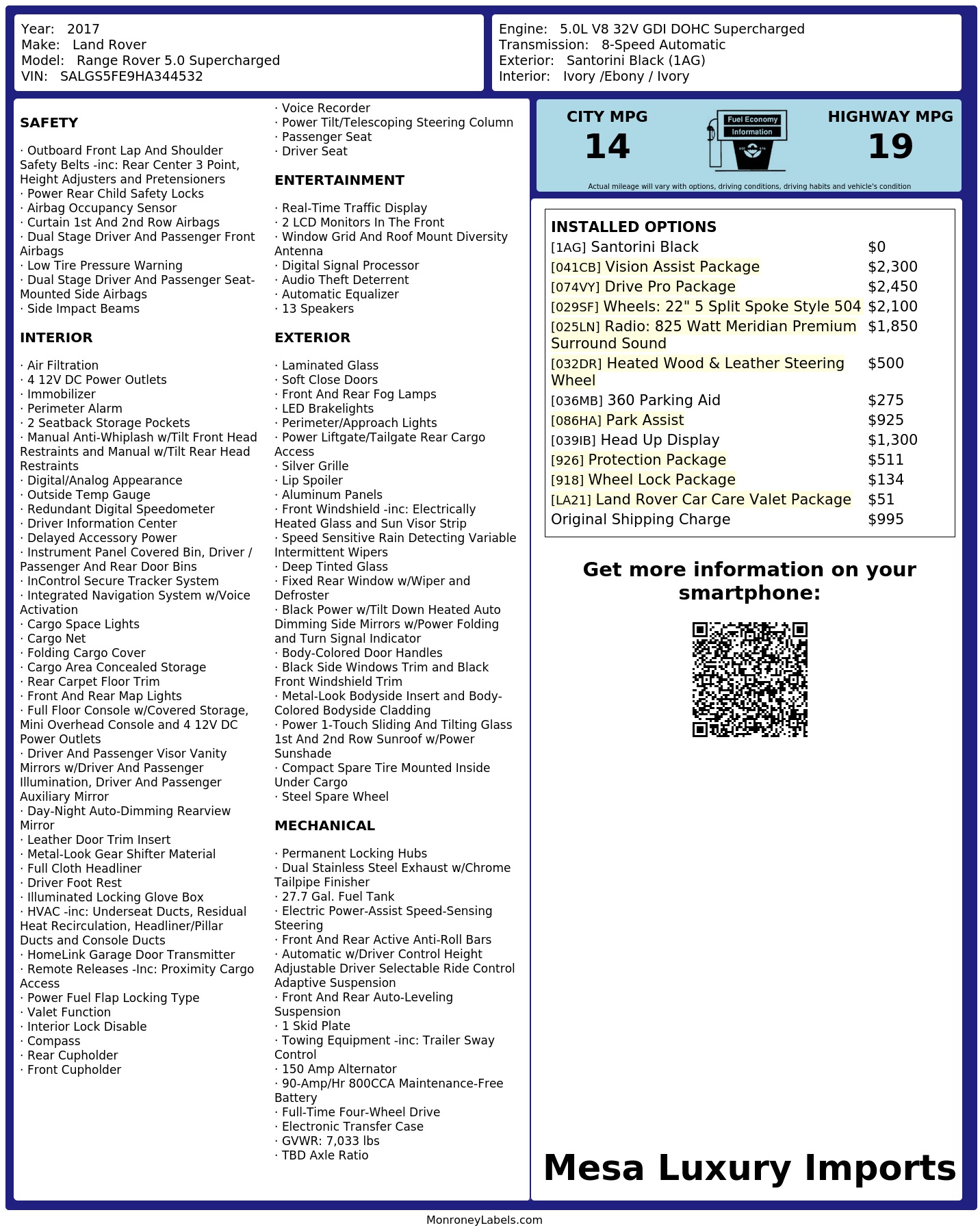 Monroney Label