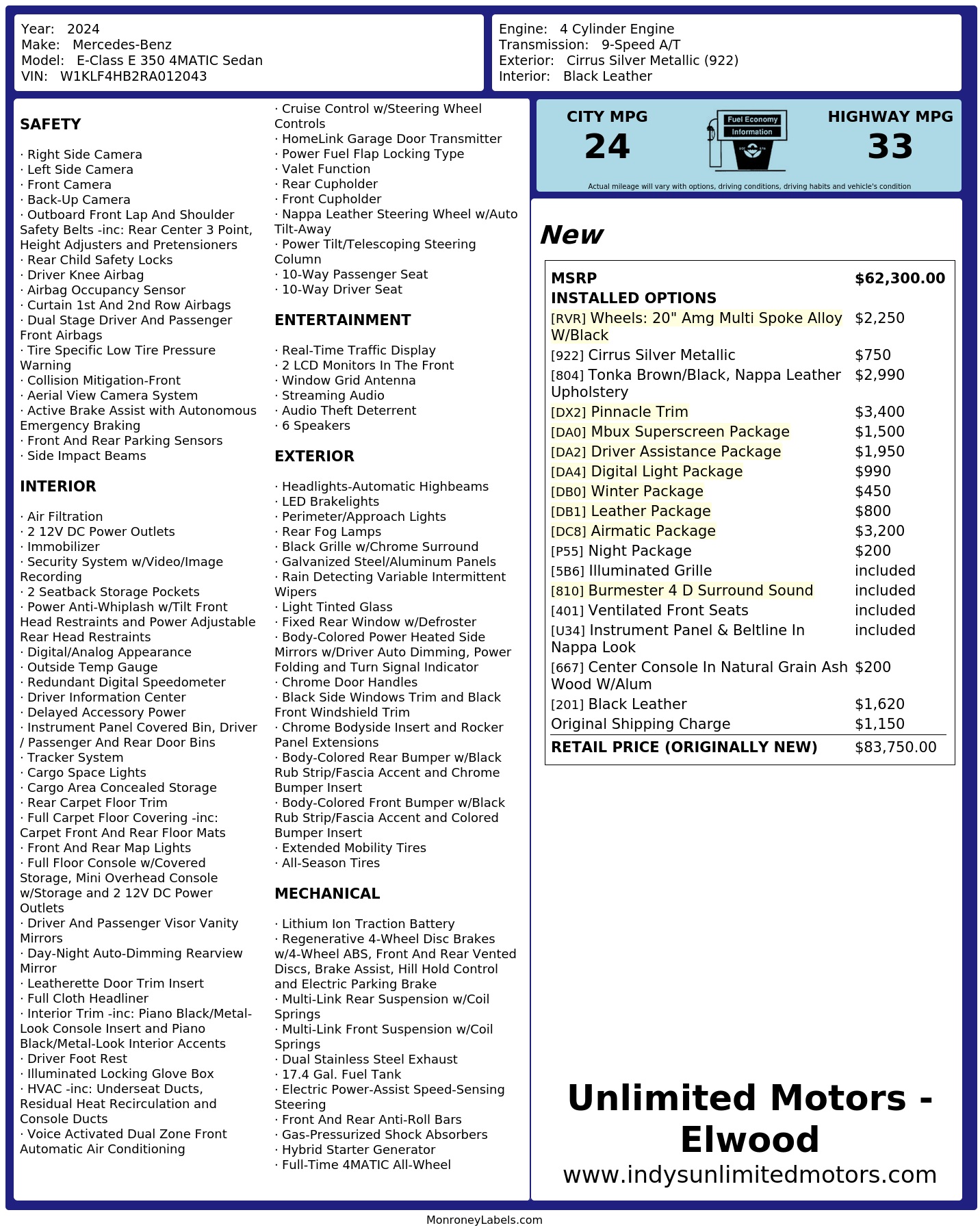 Monroney Label