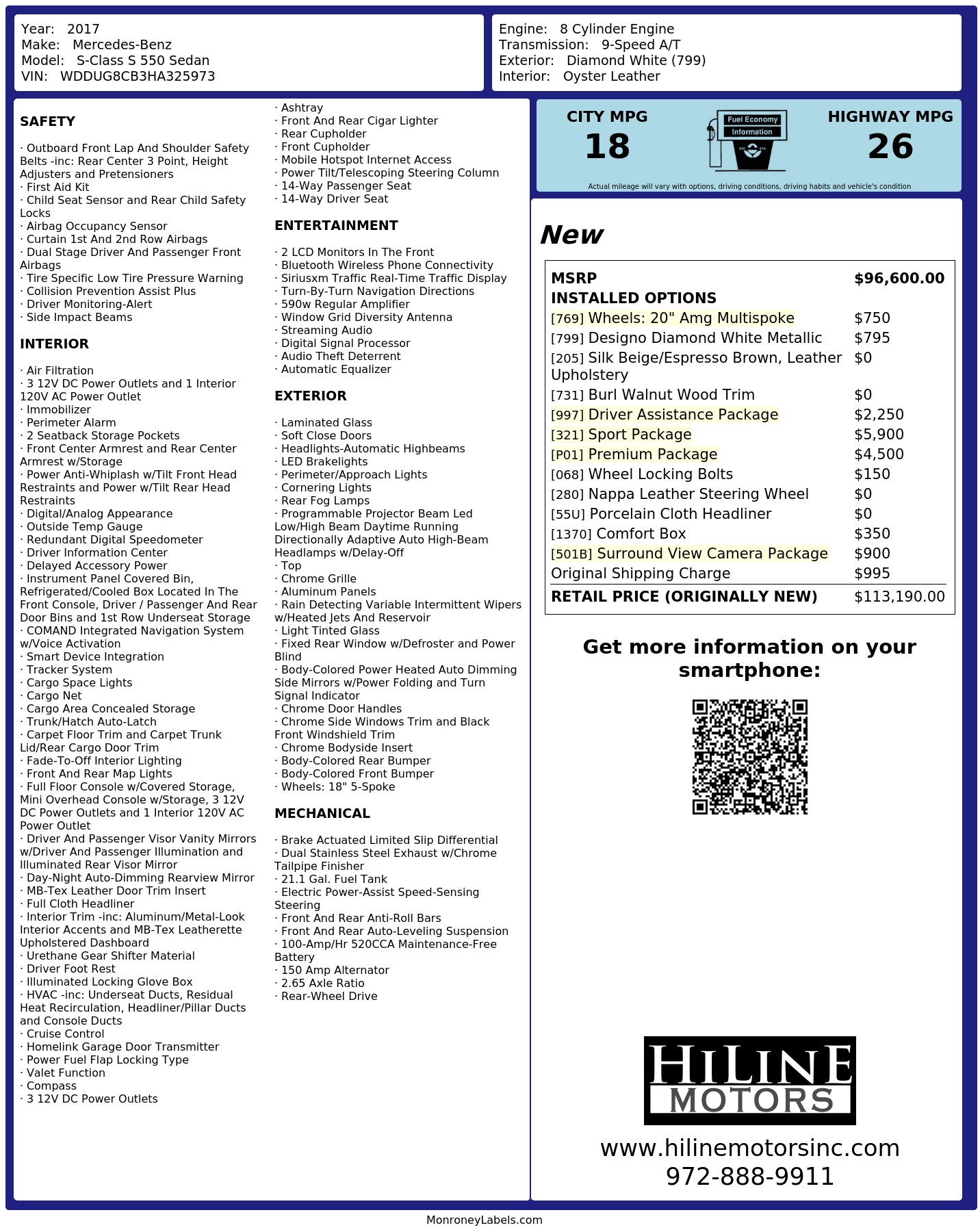 Monroney Label