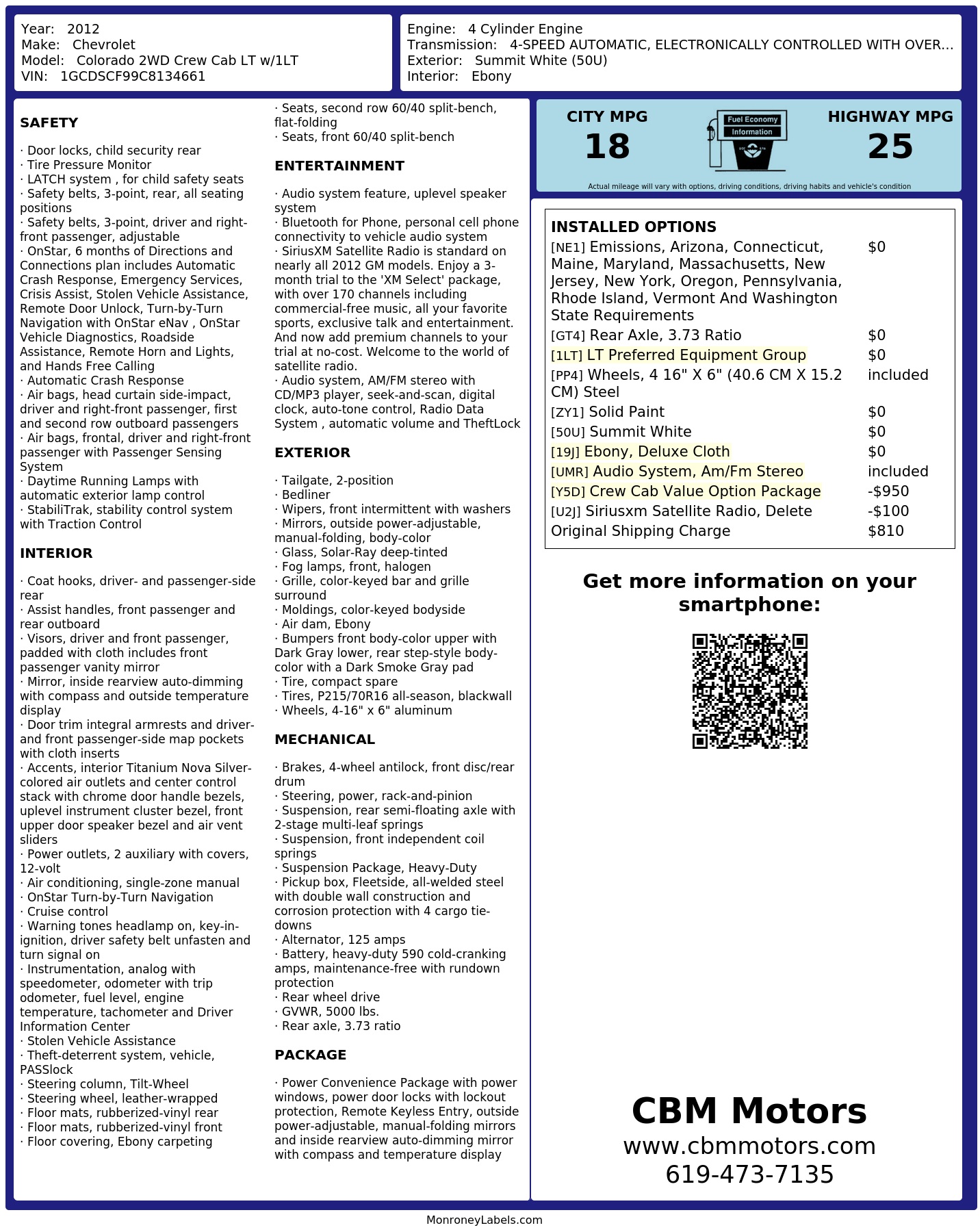 Monroney Label