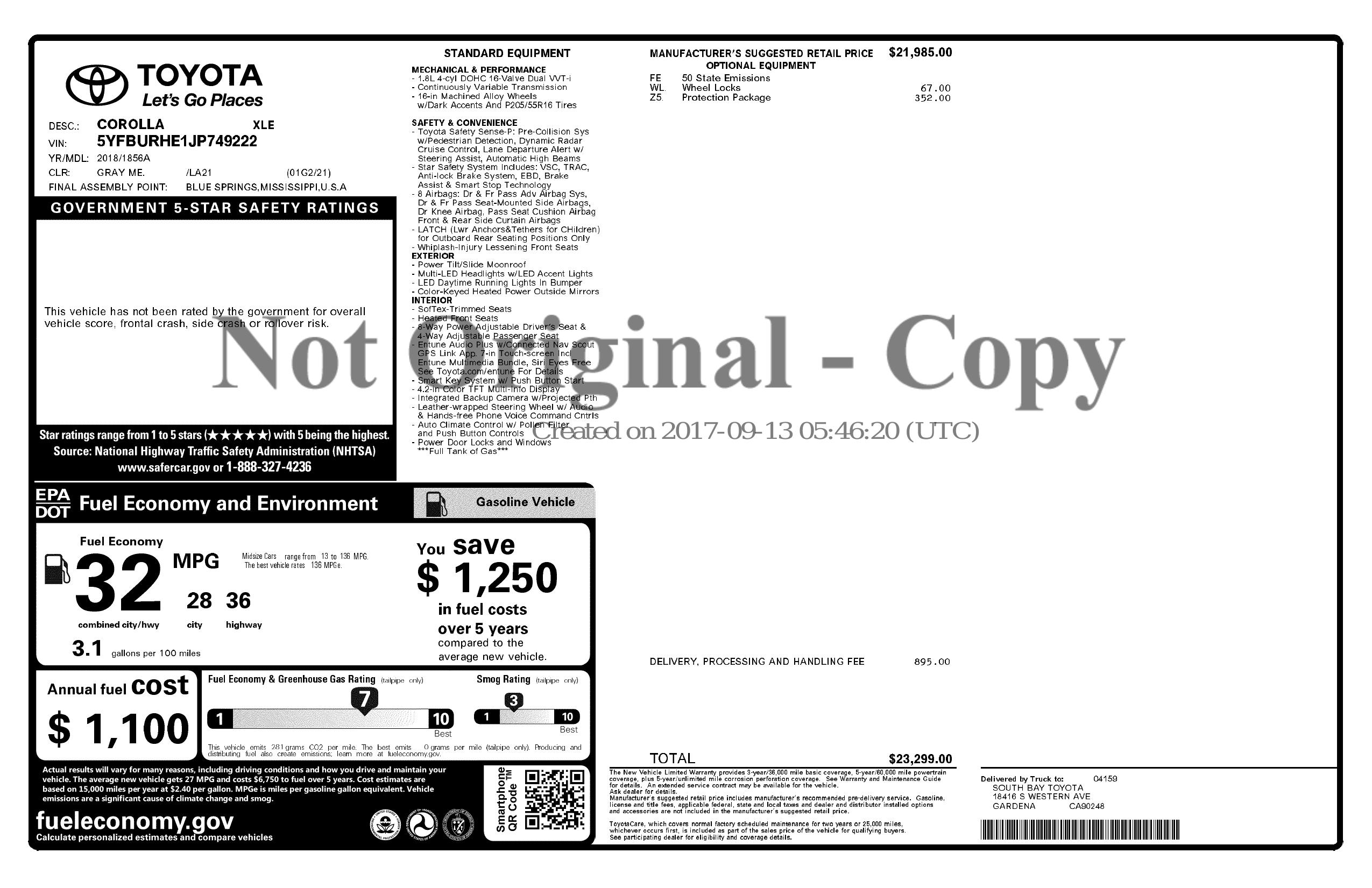 Monroney Label