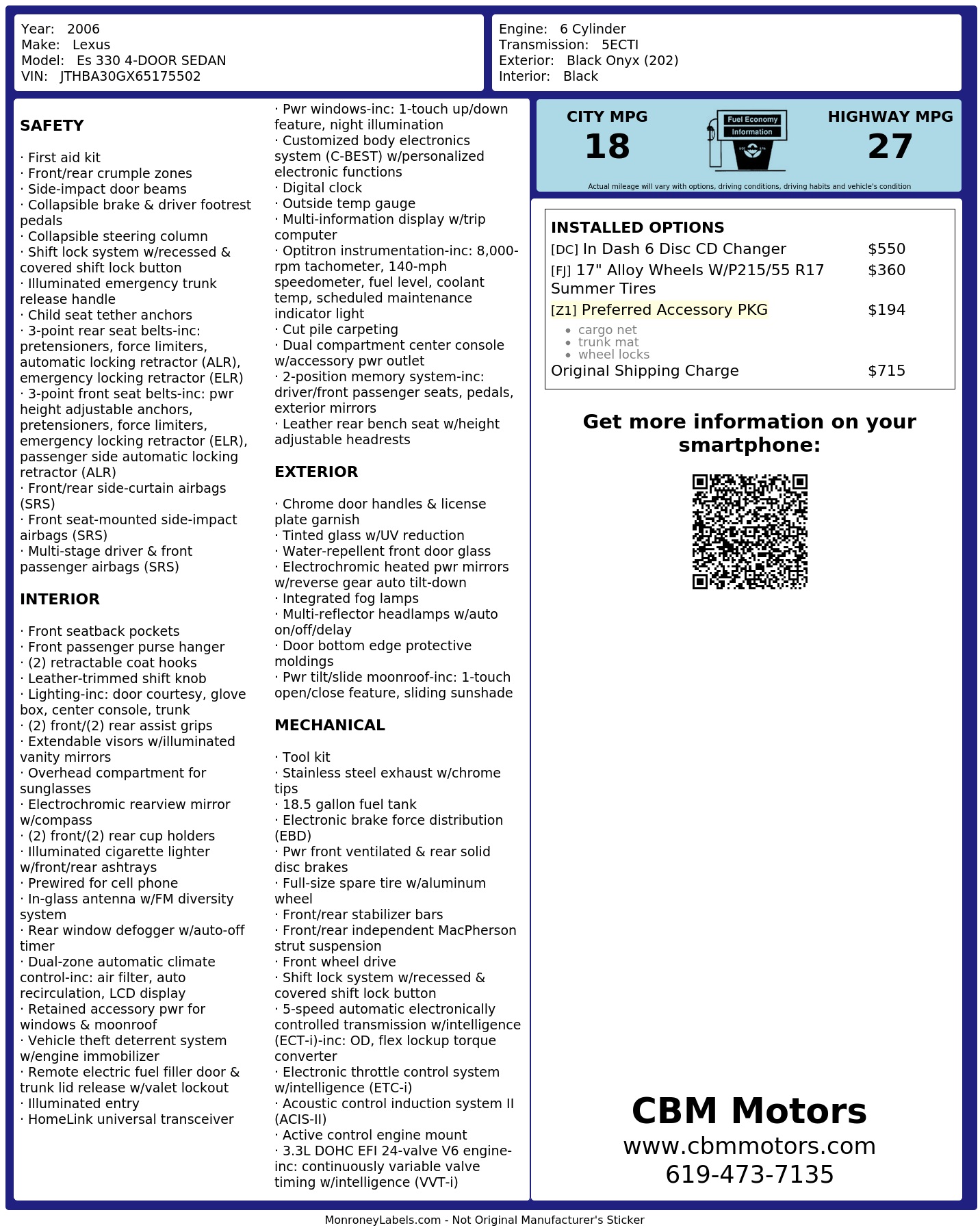Monroney Label