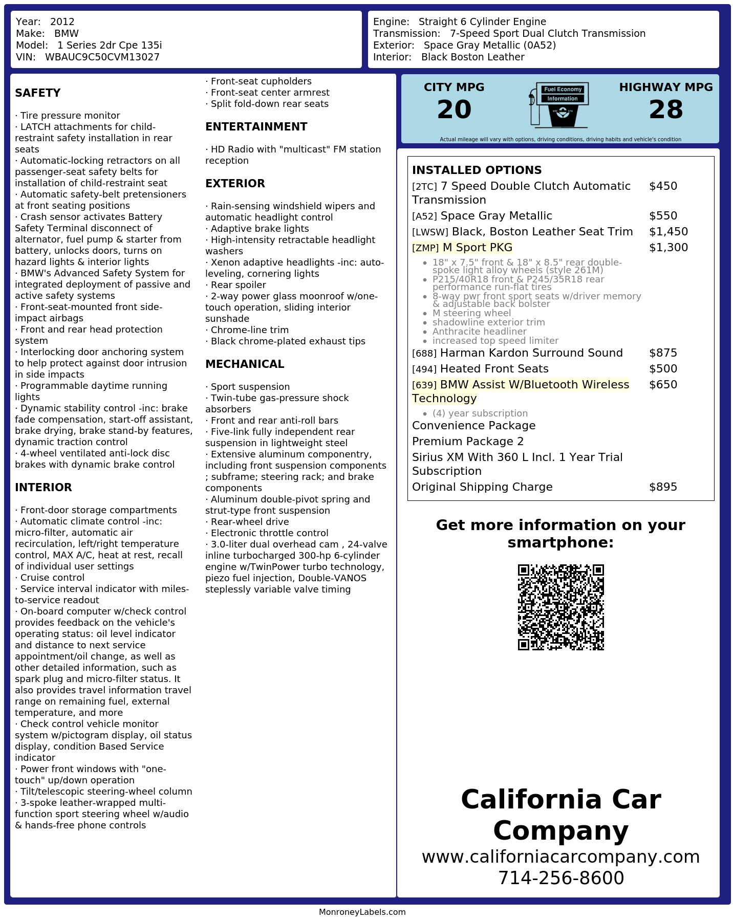 Monroney Label