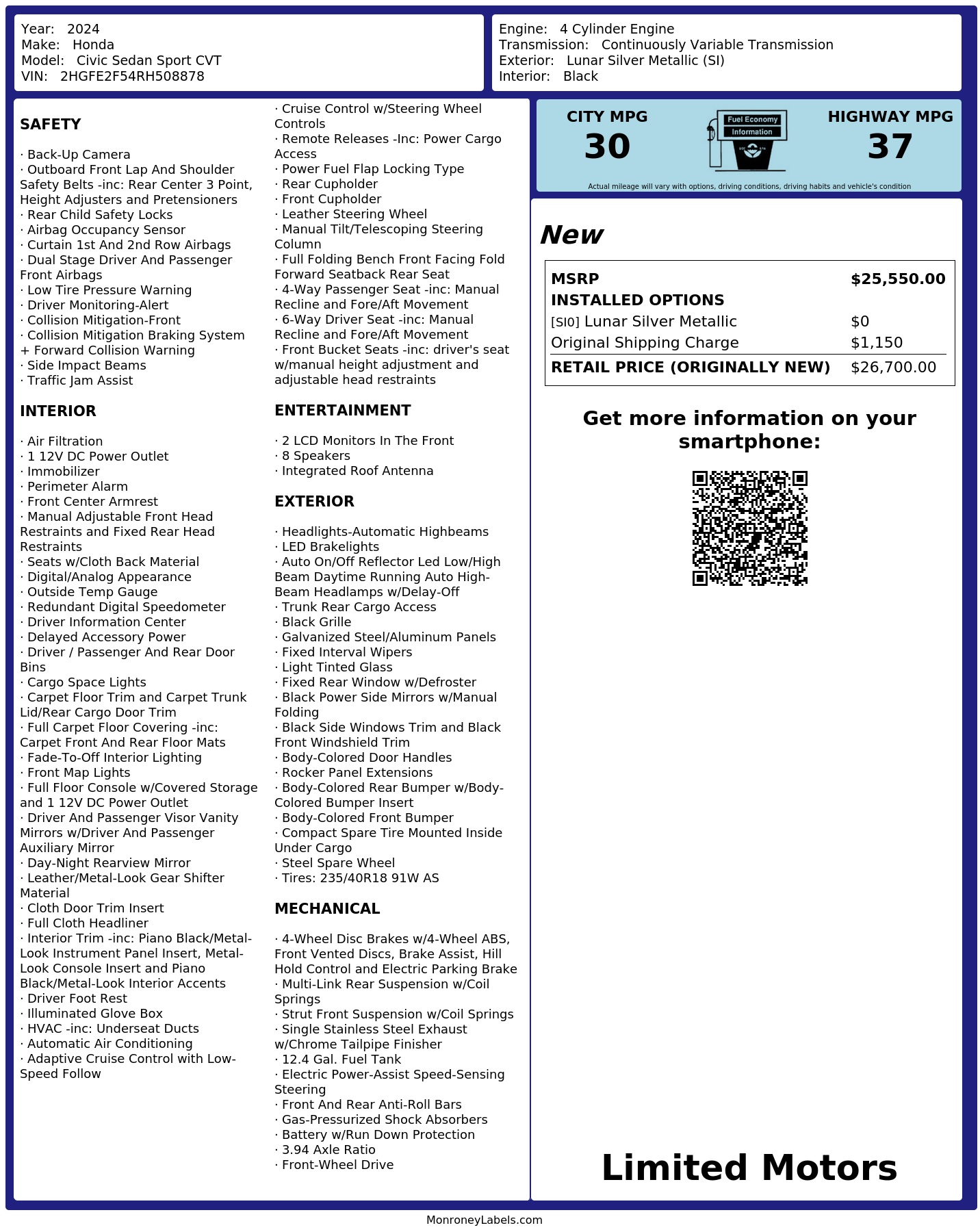 Monroney Label