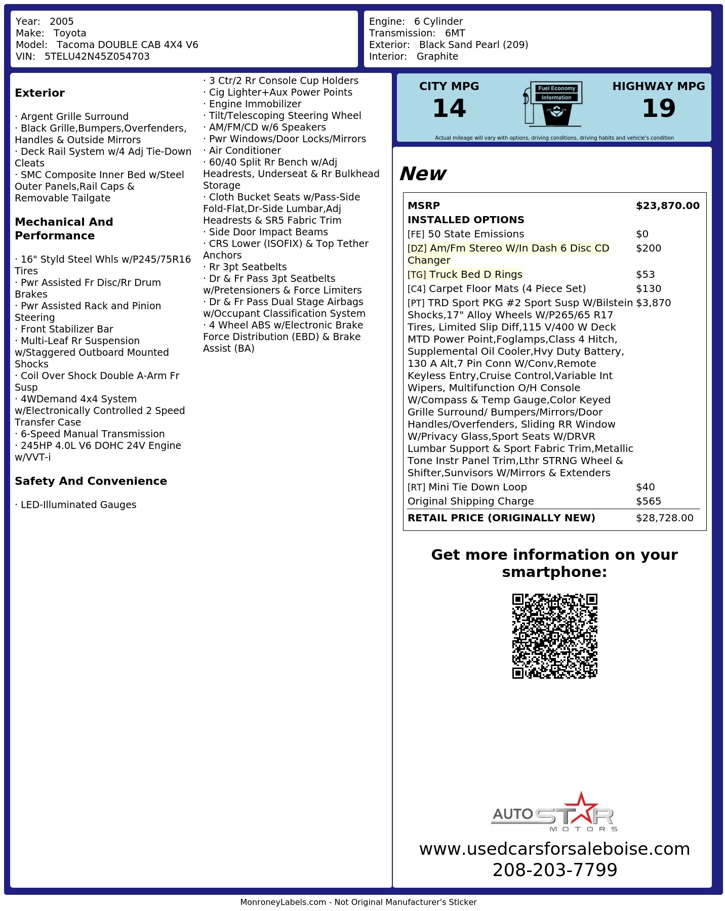 Monroney Label