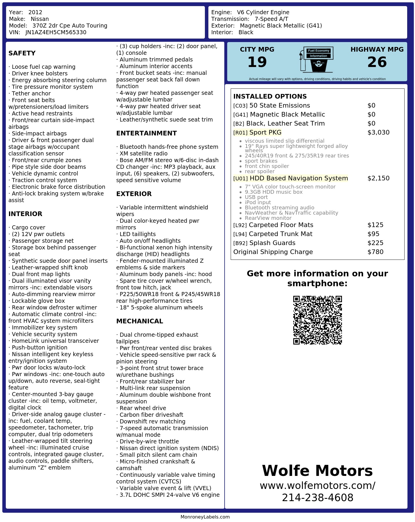 Monroney Label