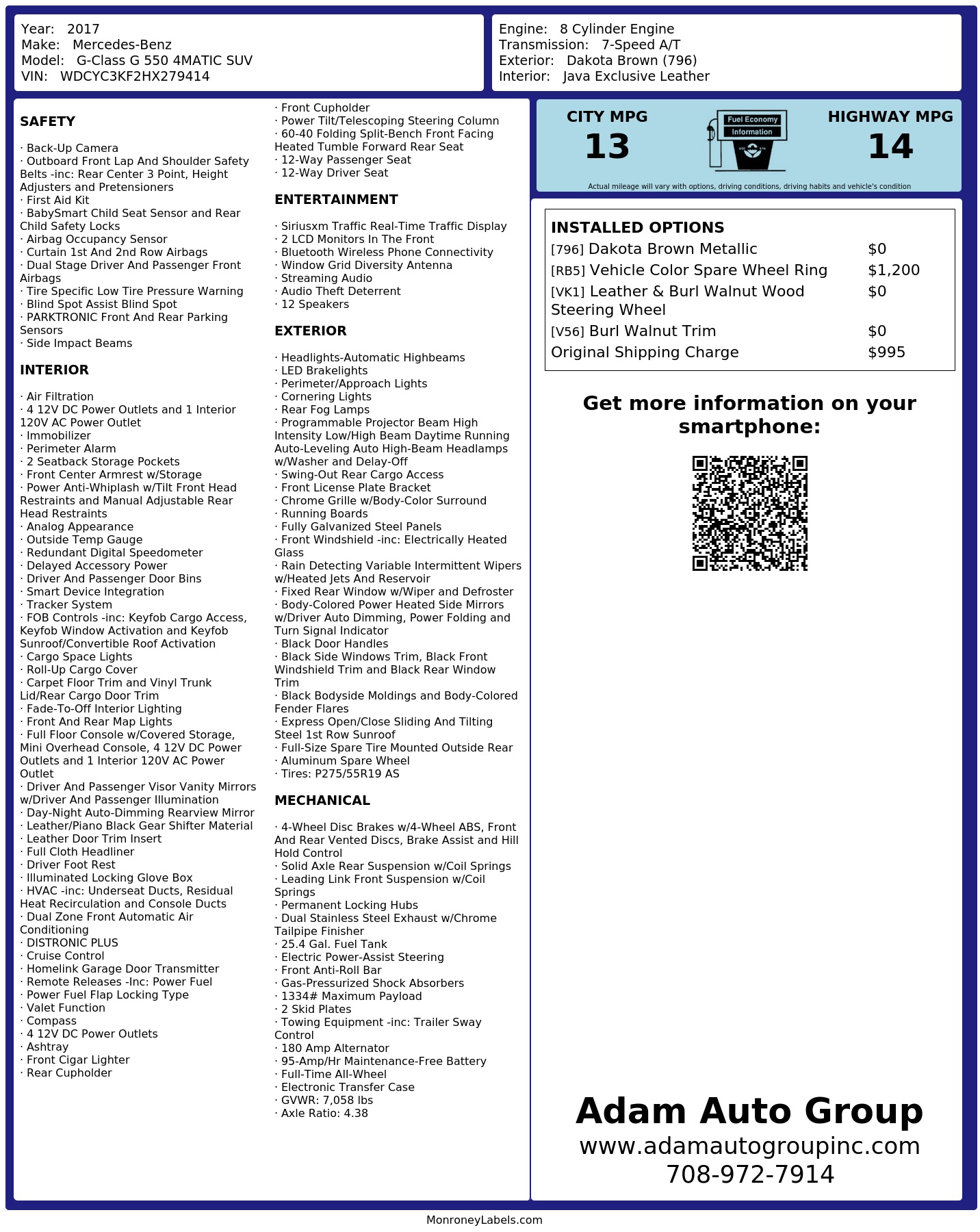 Monroney Label