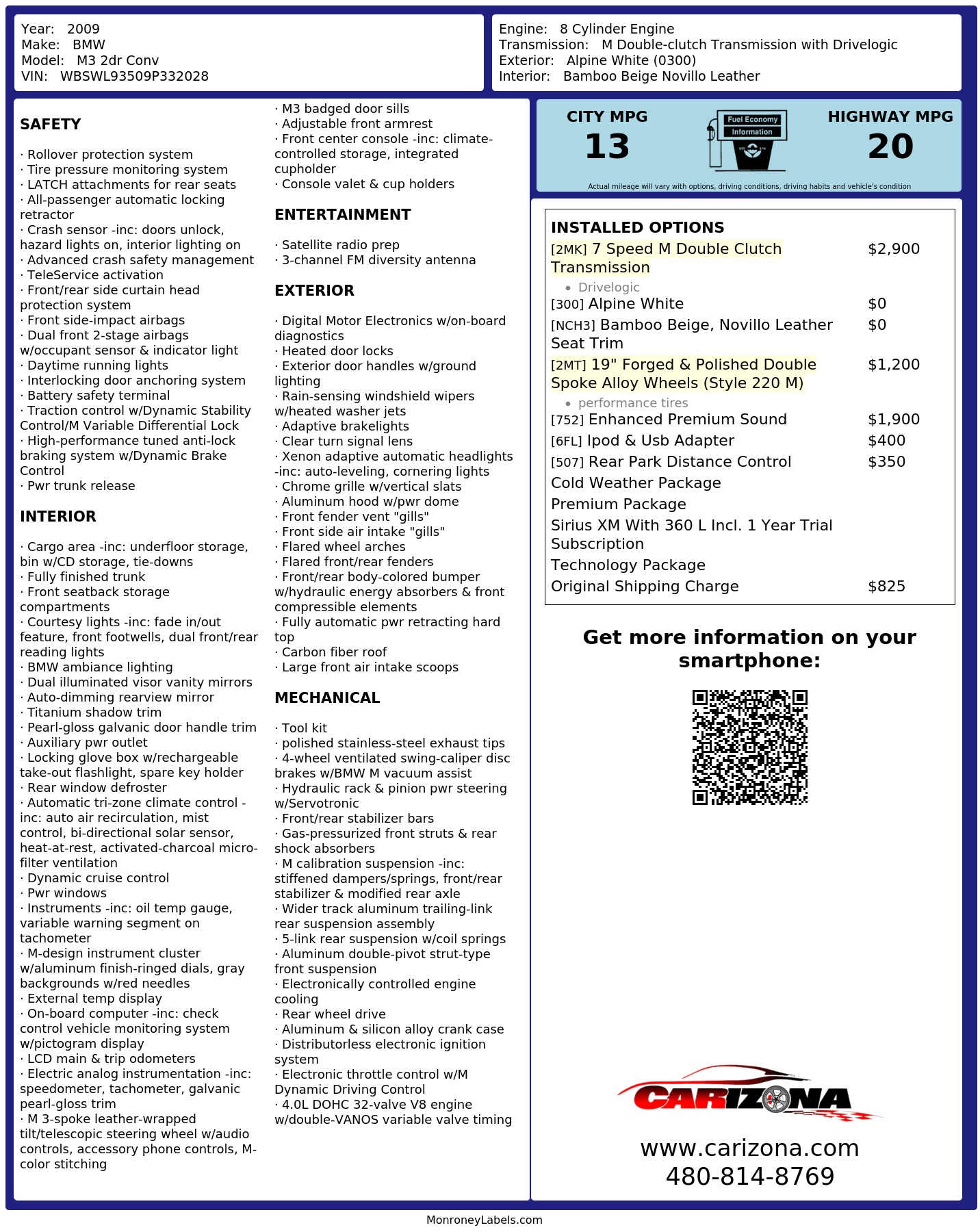 Monroney Label