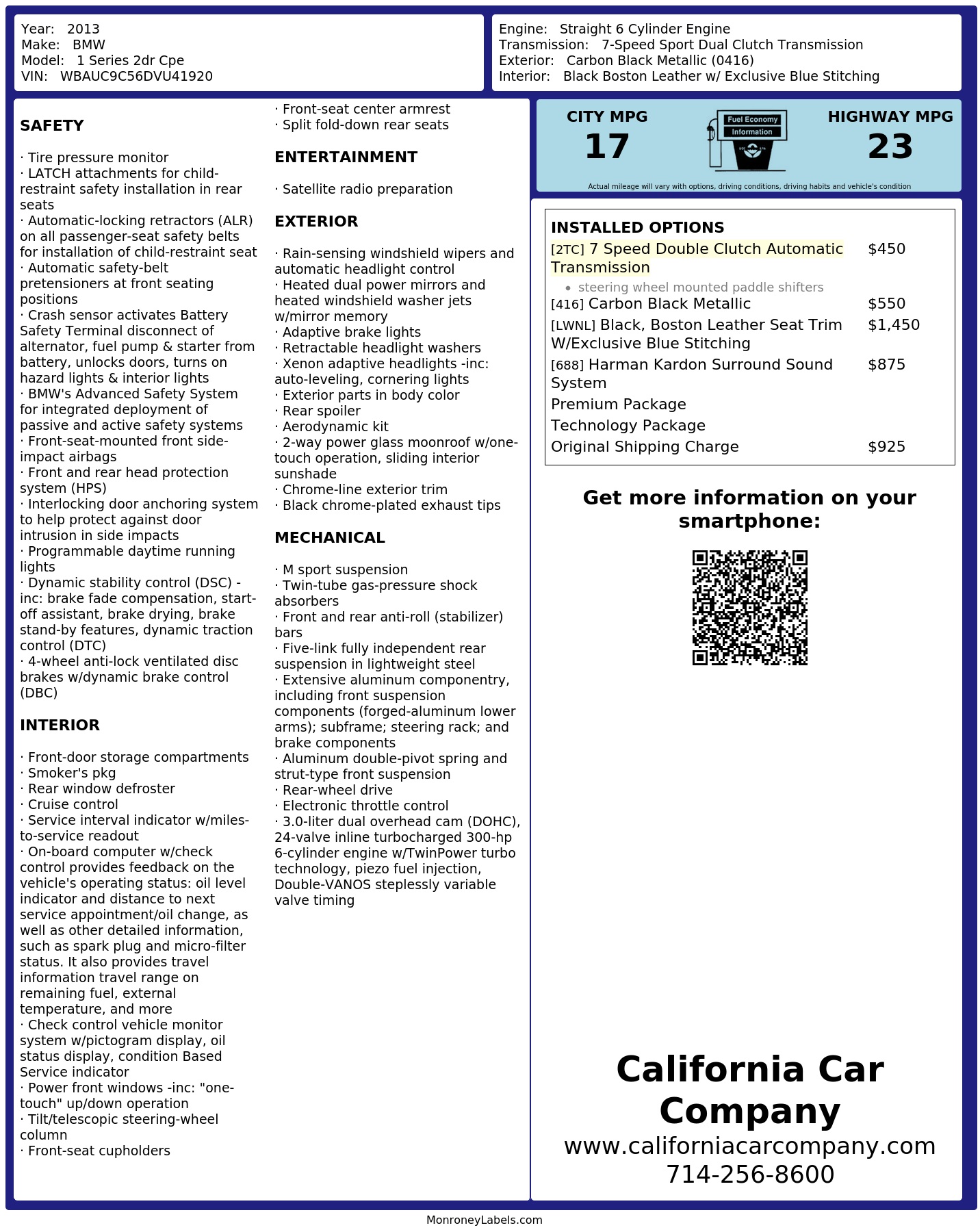 Monroney Label
